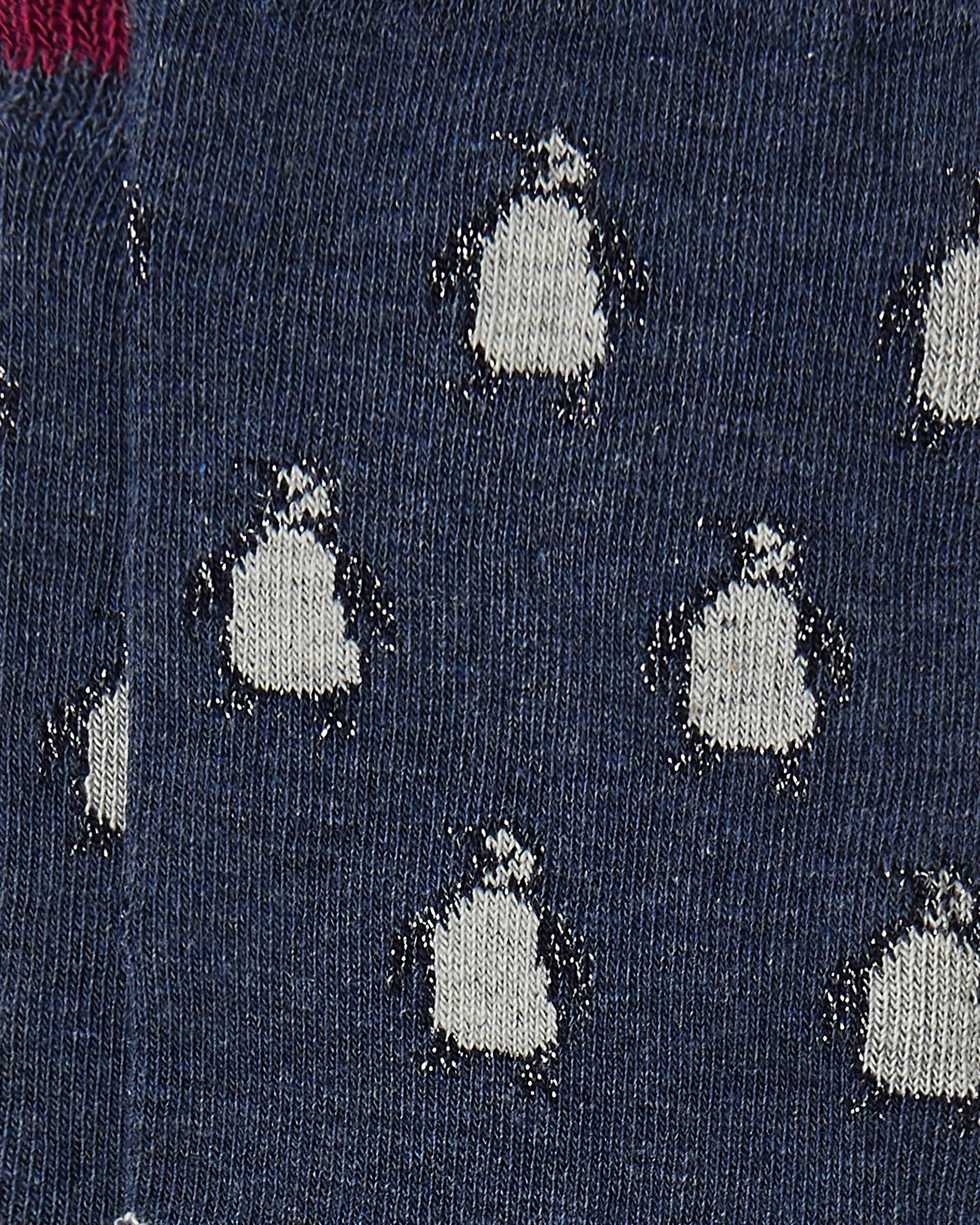 Calcetines media caña de mujer Kiff Kiff estampado pingüino azul marino