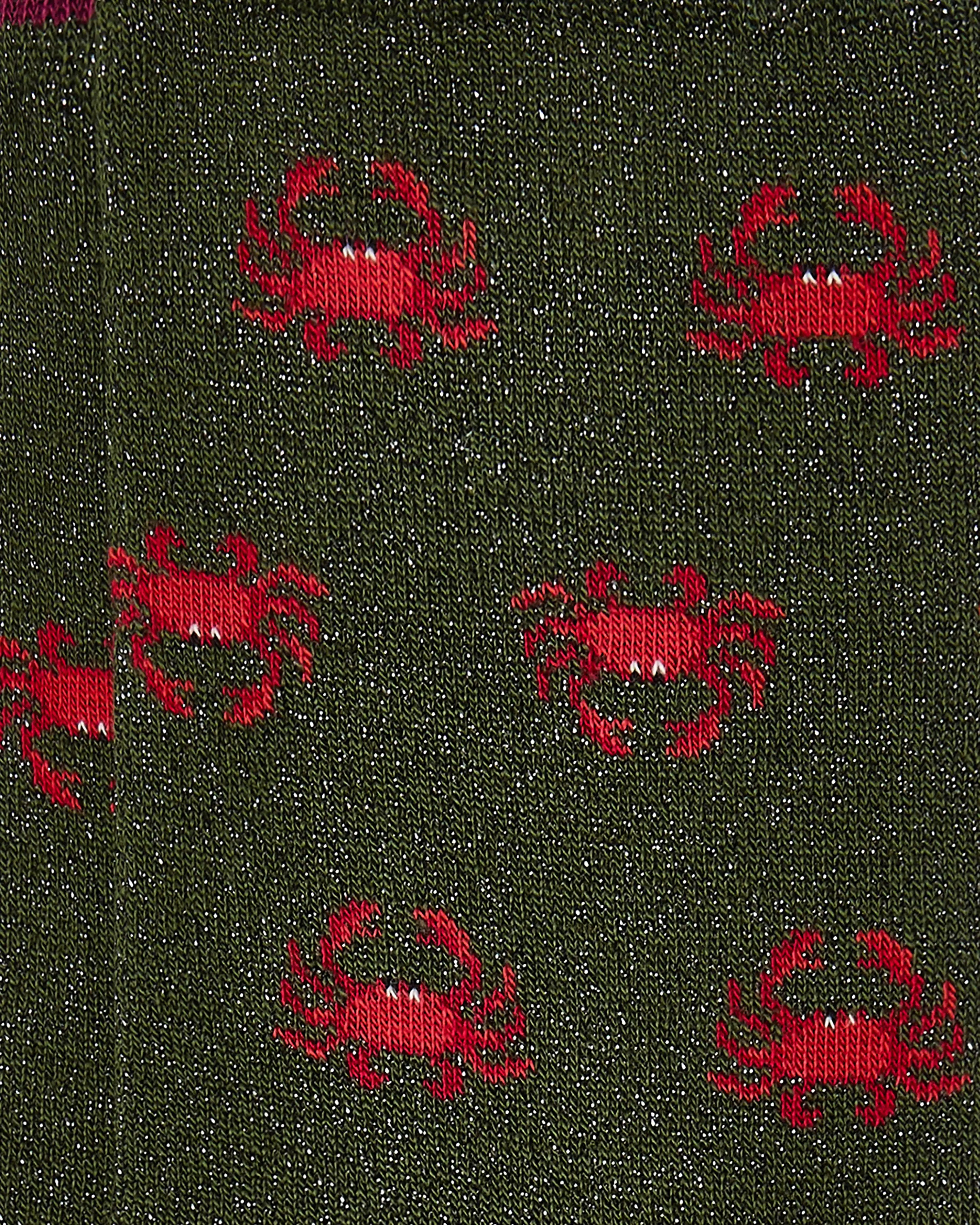 Calcetines media caña de mujer Kiff Kiff estampado cangrejo verde