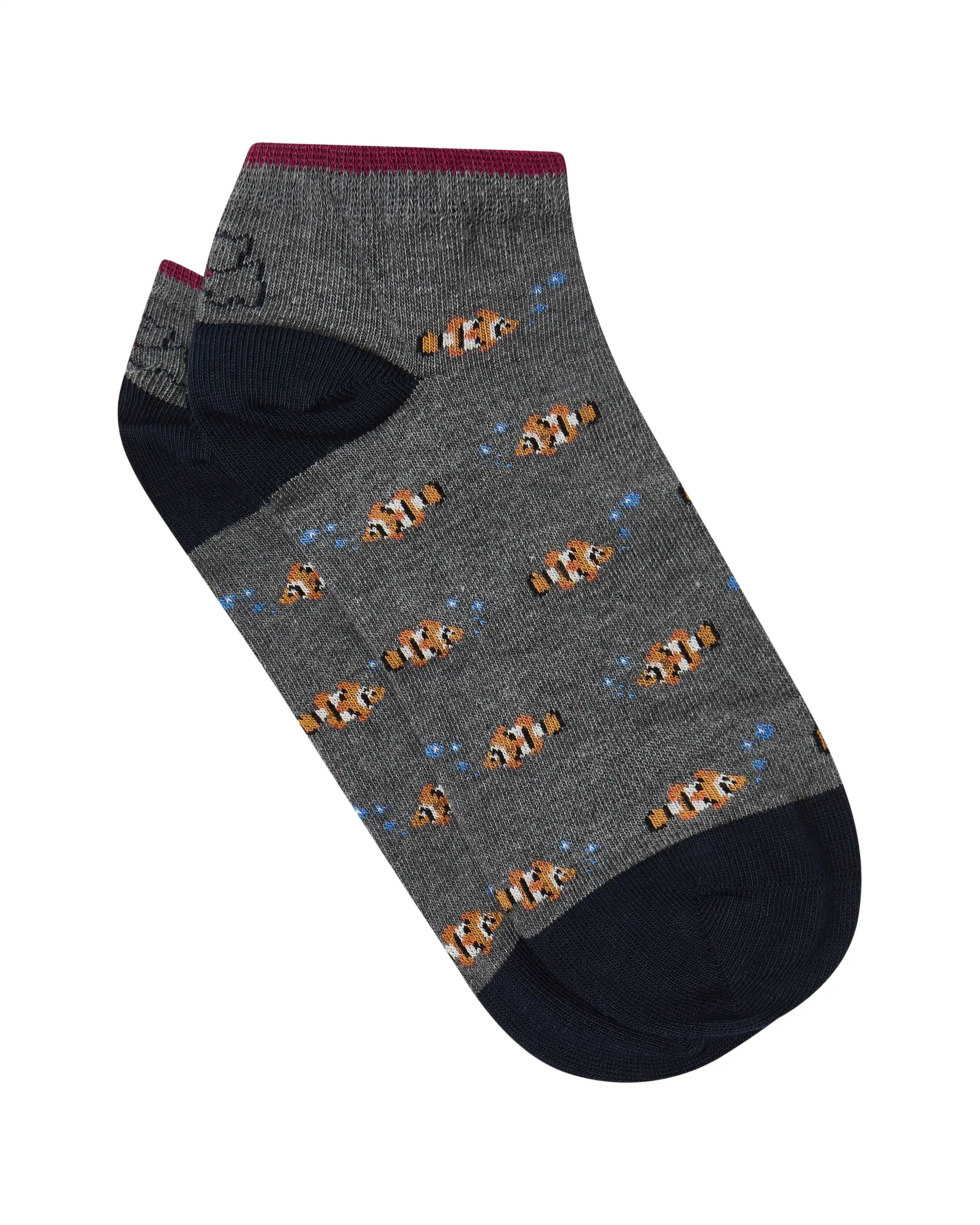 Calcetines tobilleros de mujer Kiff Kiff estampado pez payaso gris