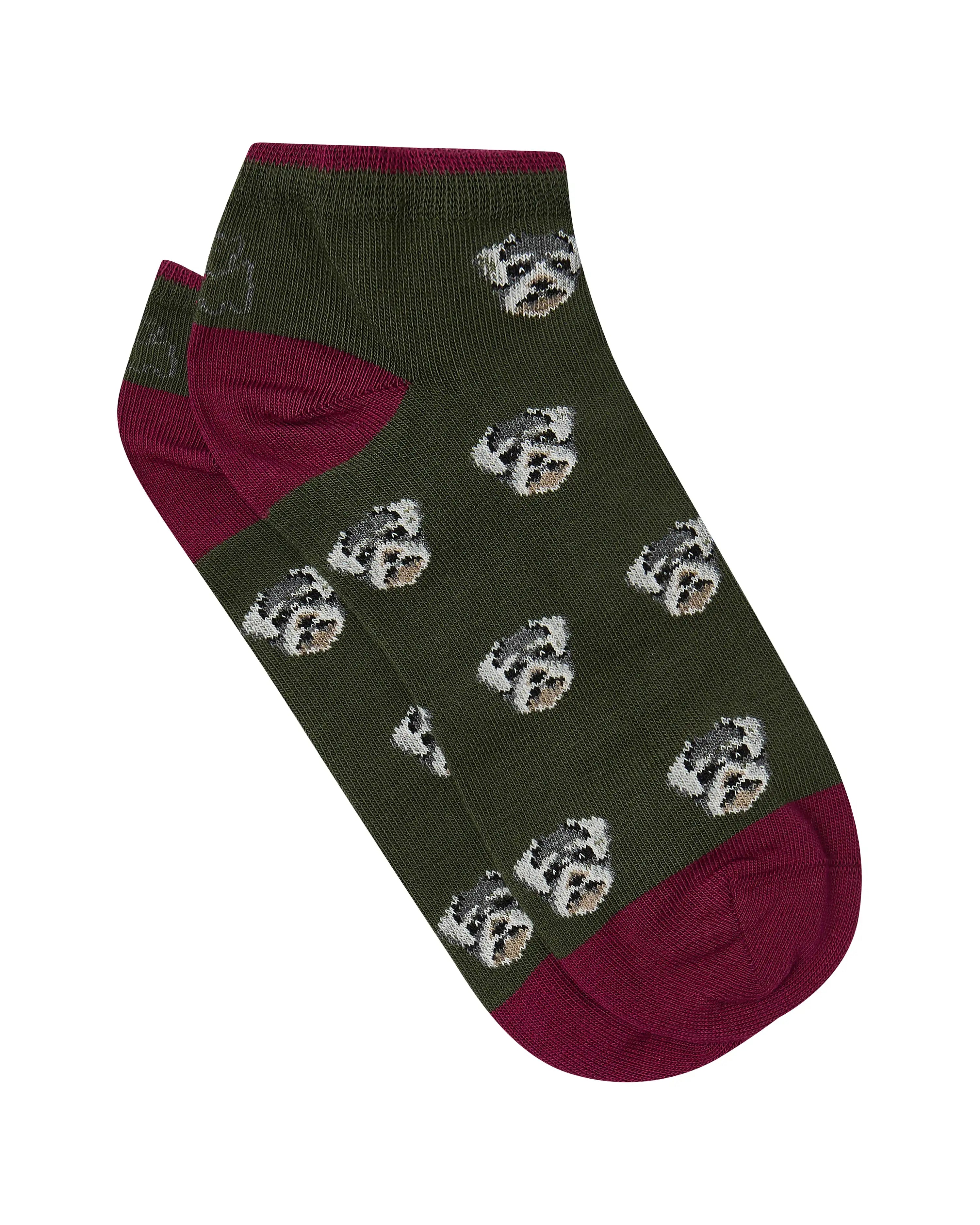 Calcetines tobilleros de mujer Kiff Kiff estampado cabeza de perro verde caza