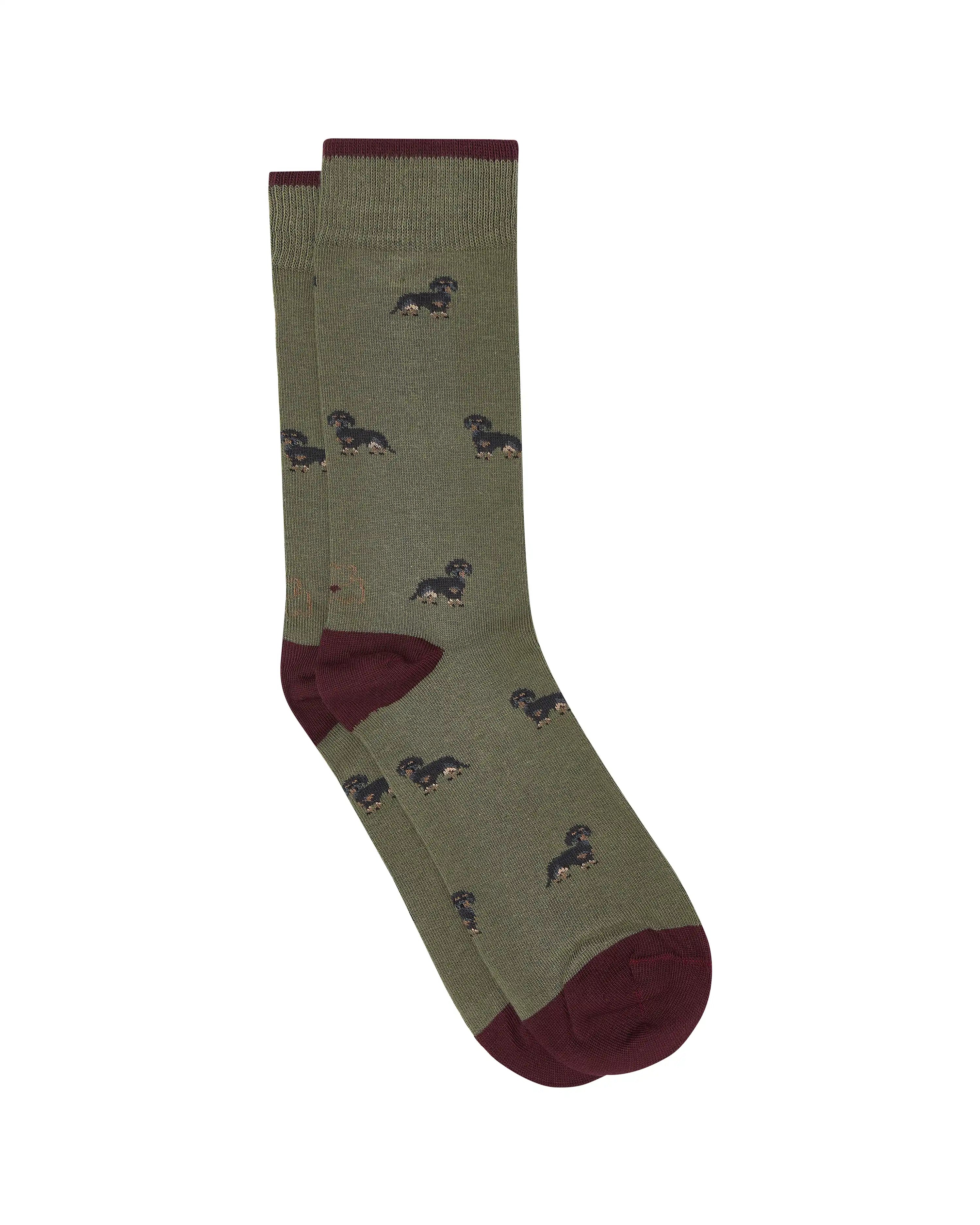 Calcetines media caña de hombre Kiff Kiff estampado teckel verde