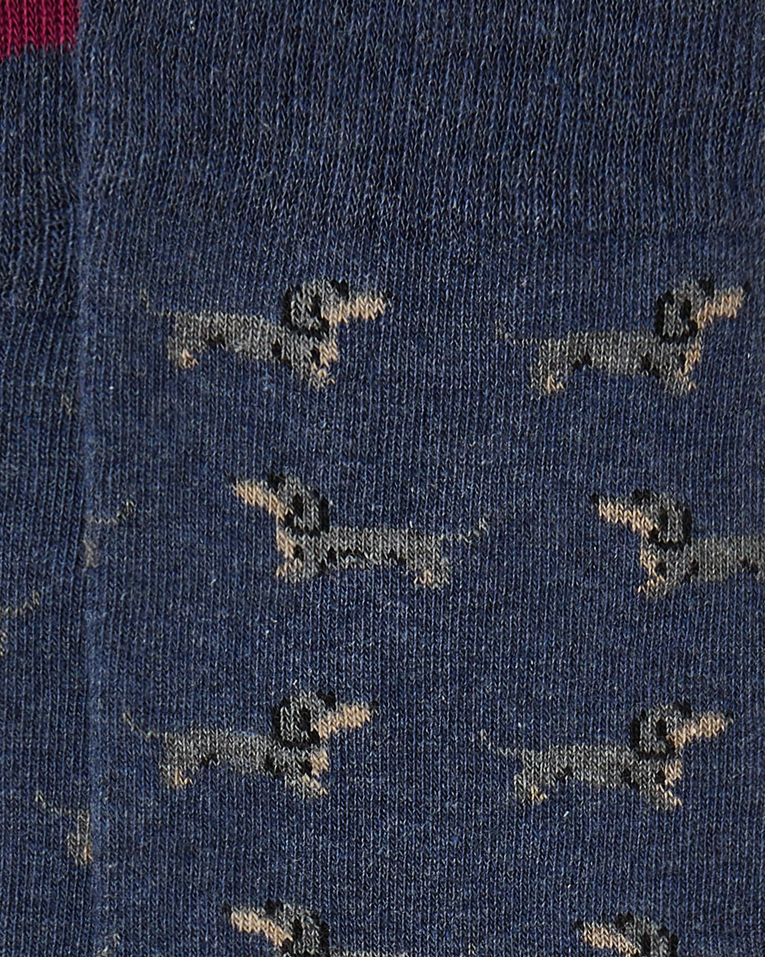 Calcetines media caña de hombre Kiff Kiff estampado teckel azul marino