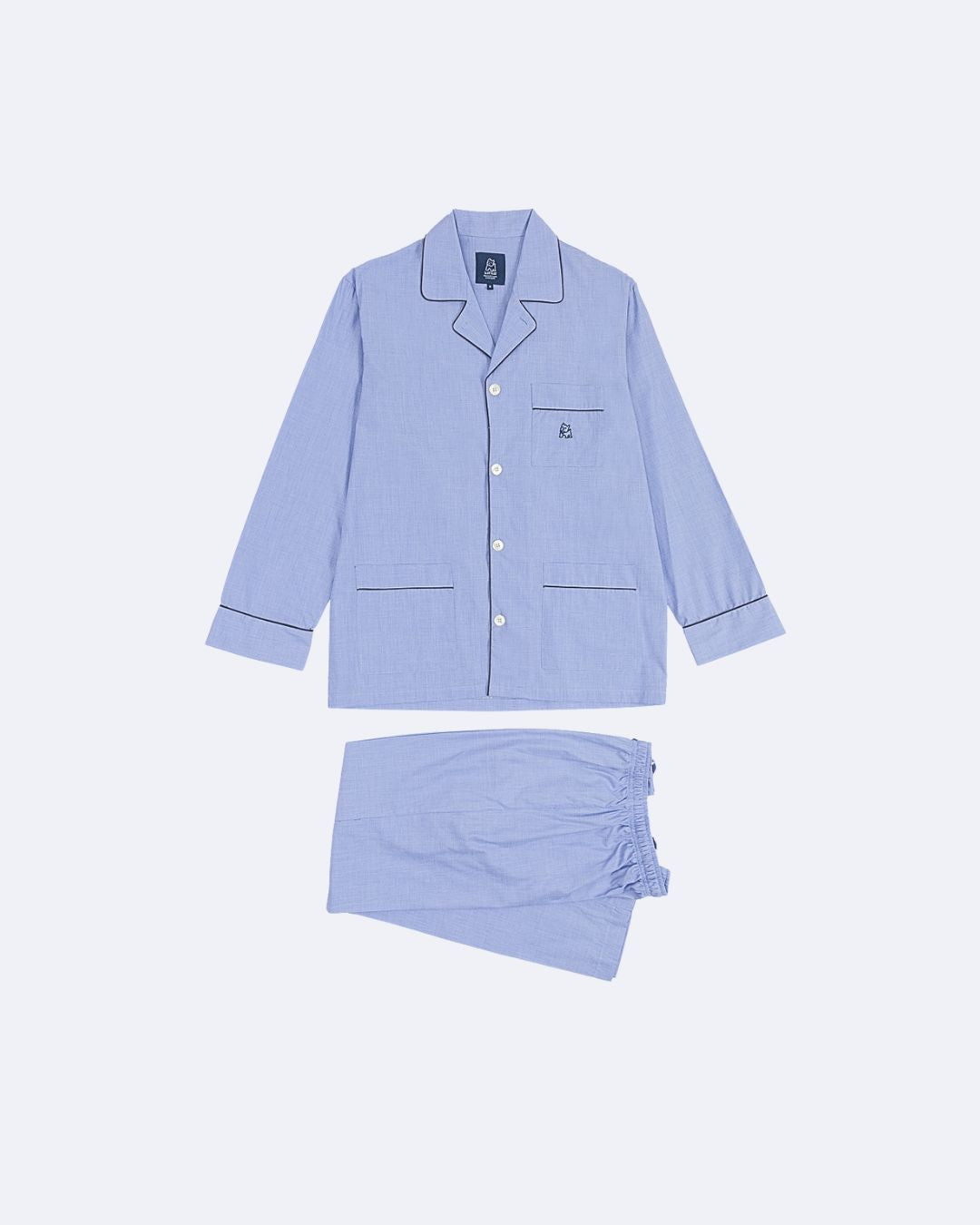 Pijama largo de hombre Kiff Kiff de tela azul