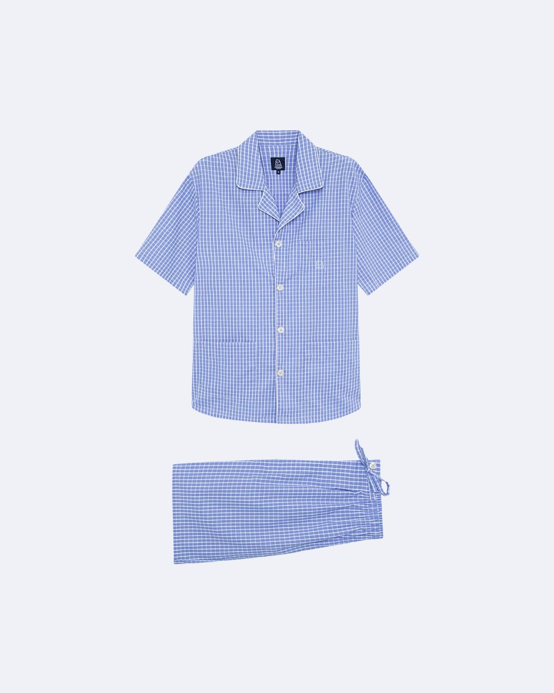 Pijama corto de hombre algodón de cuadros