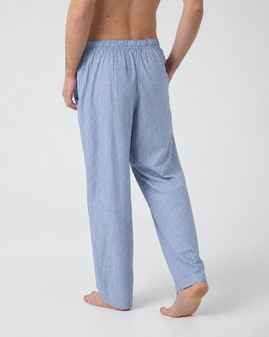 Pantalón de pijama largo de milrayas azul