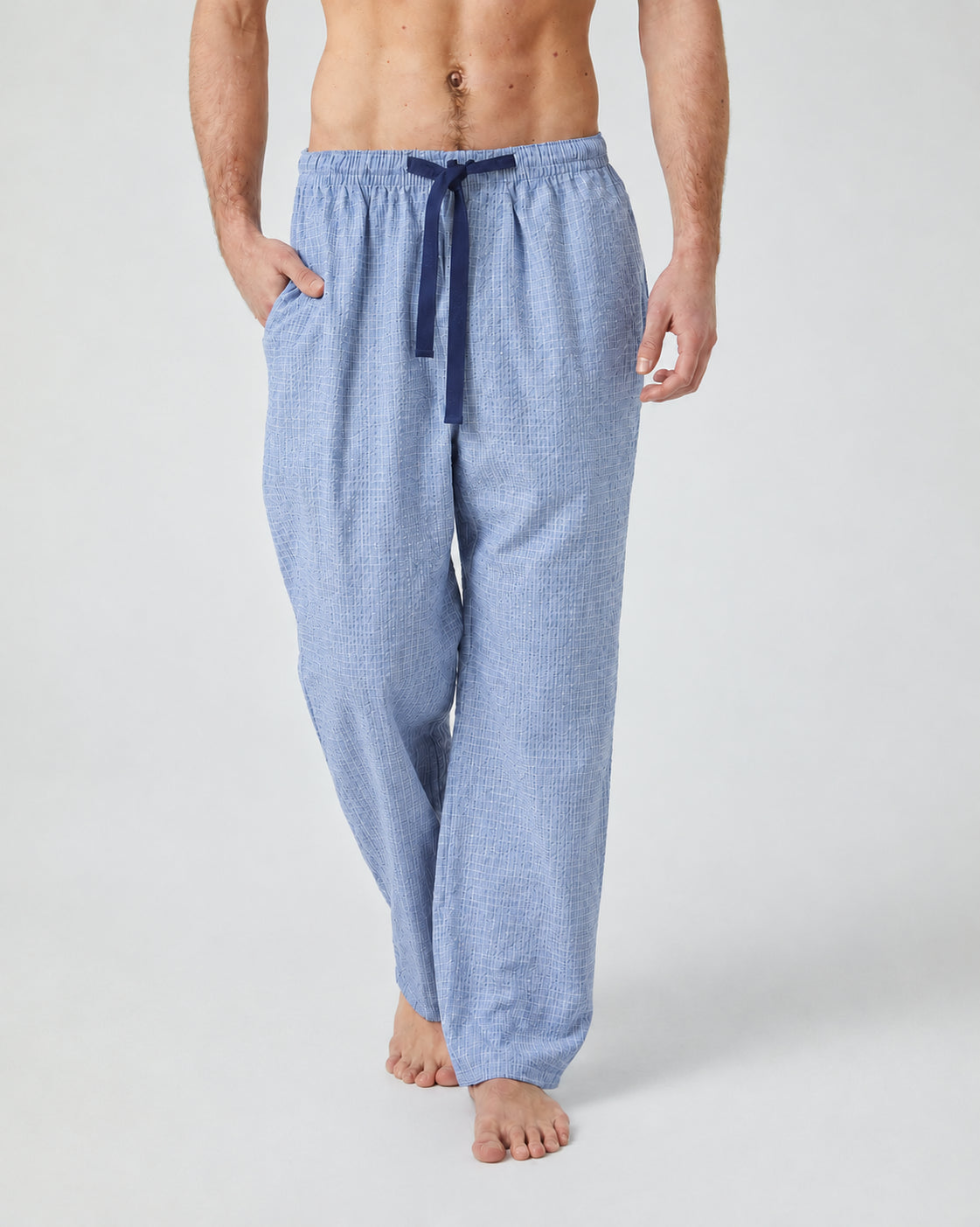 Pantalón de pijama largo de milrayas azul