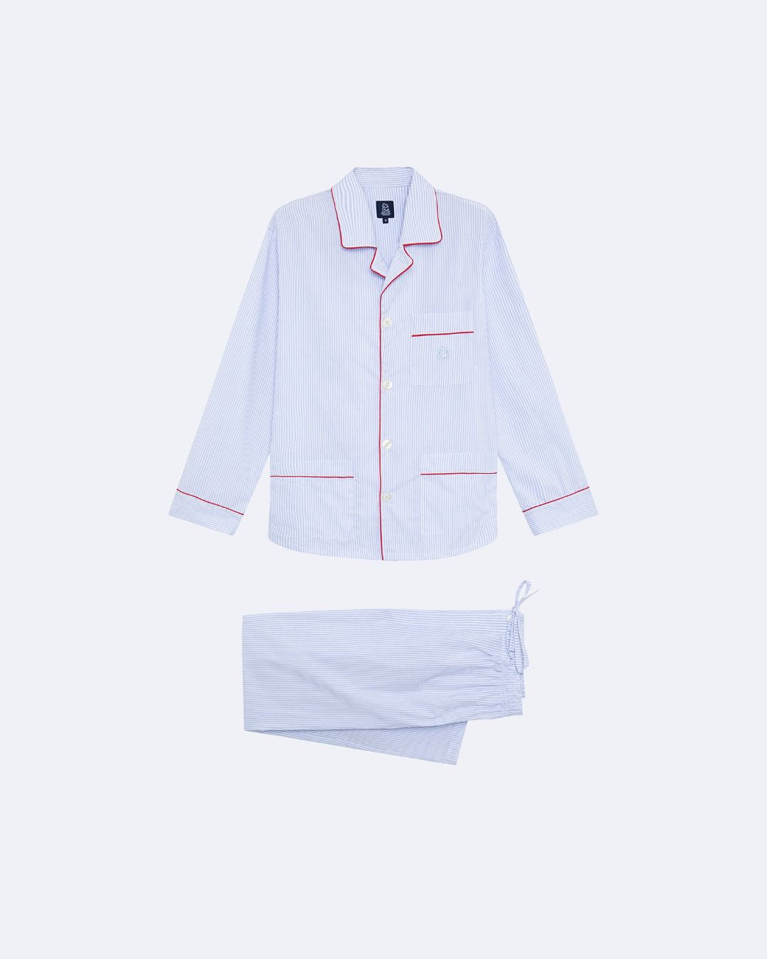 Pijama largo de hombre Kiff Kiff de tela con rayas azules