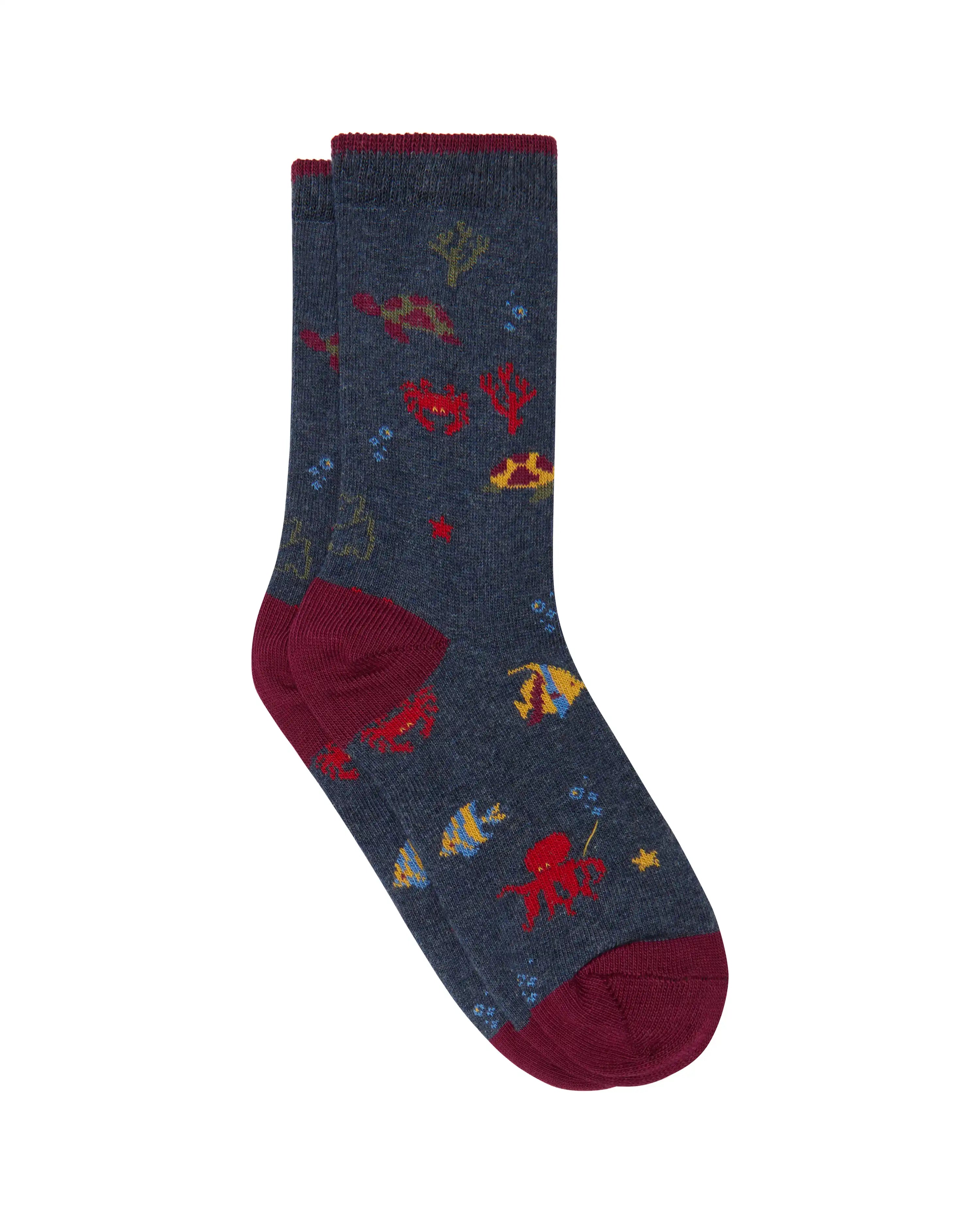 Calcetines media caña de niño Kiff Kiff azul jeans estampado