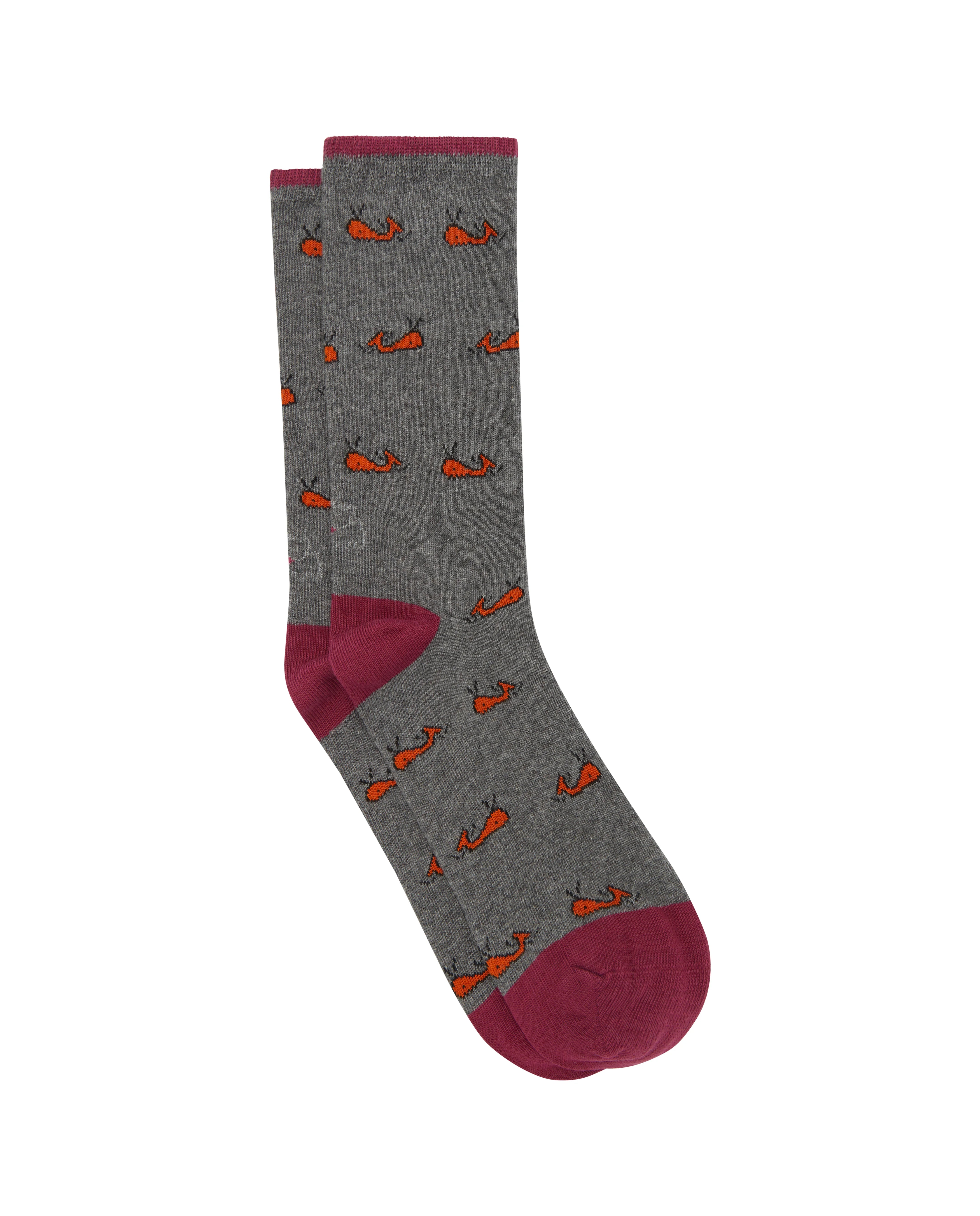 Calcetines media caña de mujer Kiff Kiff estampado ballena gris claro