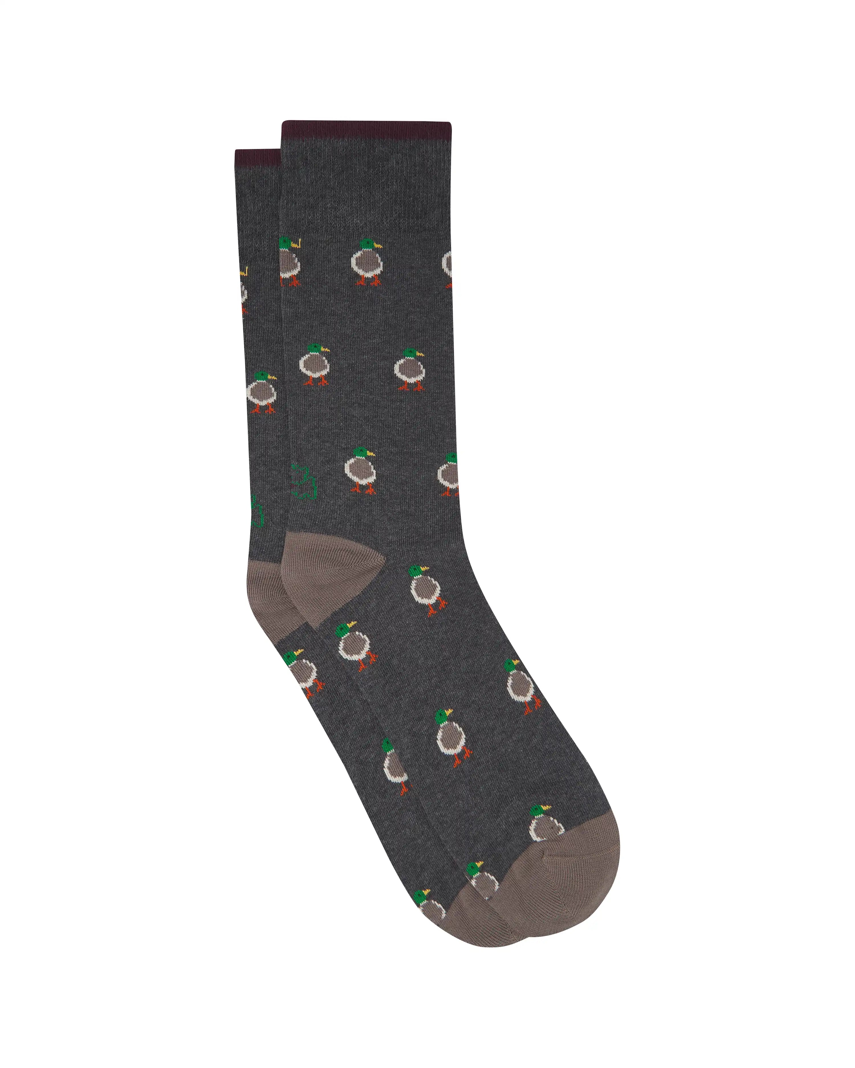 Calcetines media caña de hombre Kiff Kiff estampado pato gordo gris