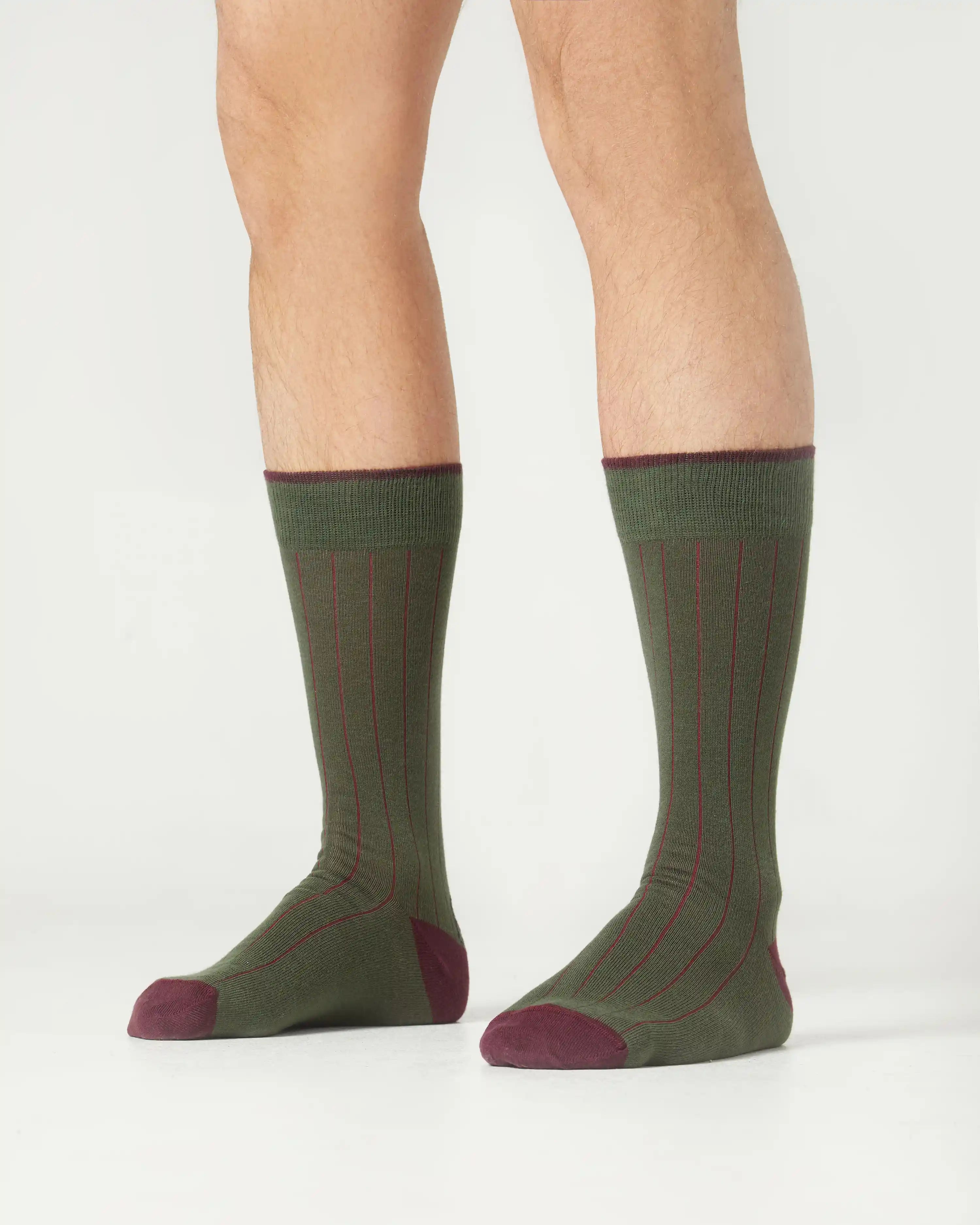 Calcetines media caña de hombre Kiff Kiff verde caza falso canalé
