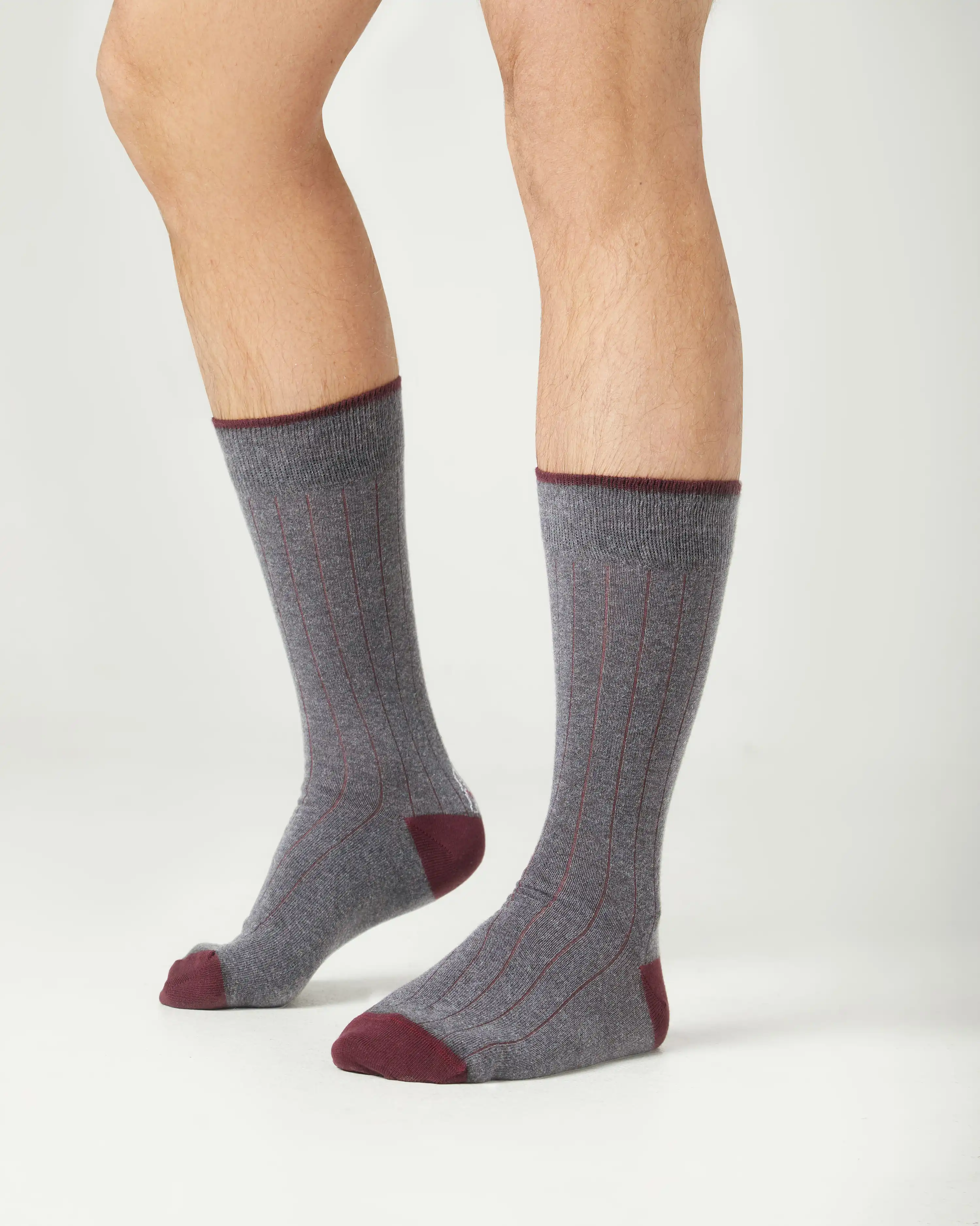 Calcetines media caña de hombre Kiff Kiff gris claro falso canalé