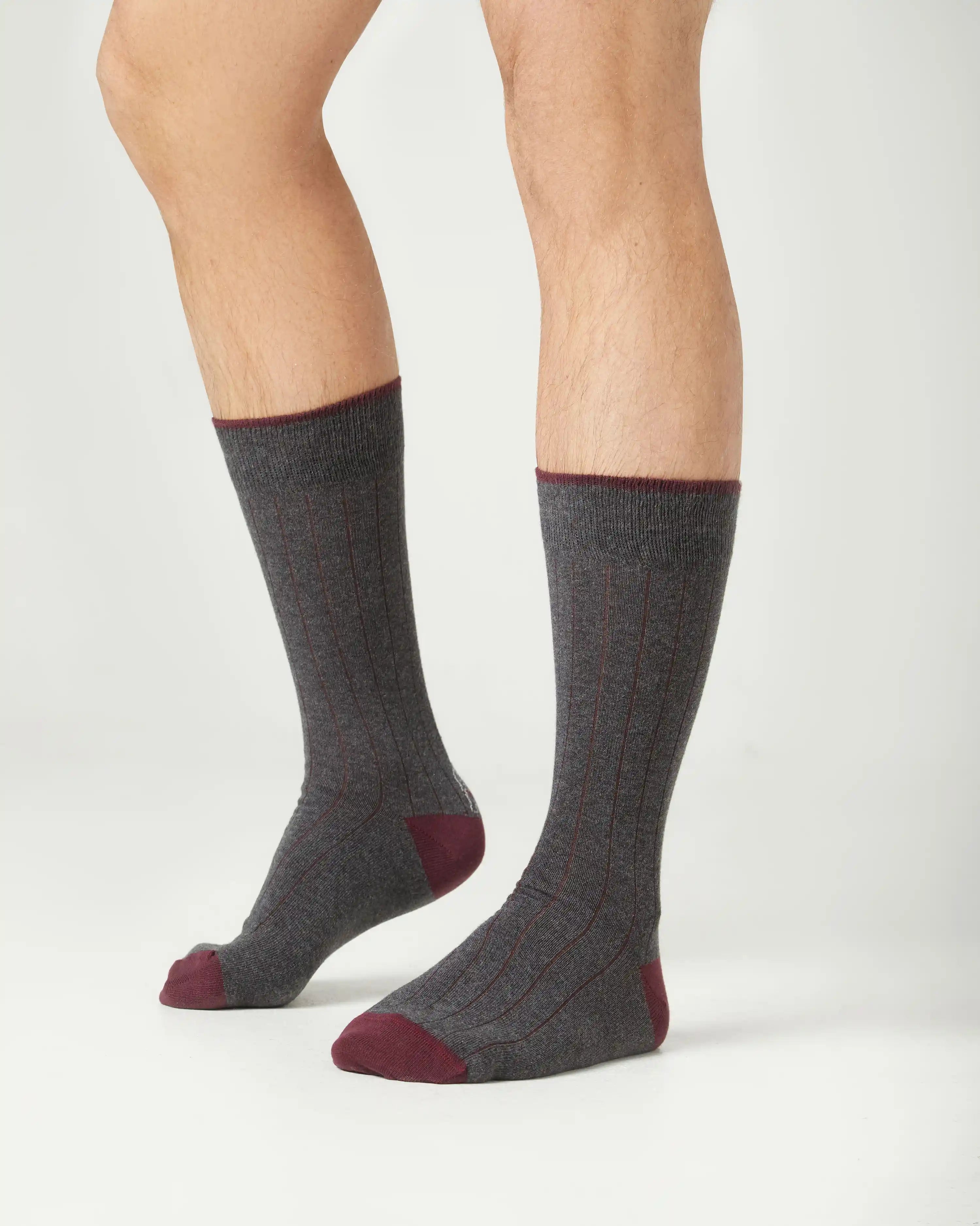 Calcetines media caña de hombre Kiff Kiff gris oscuro falso canalé