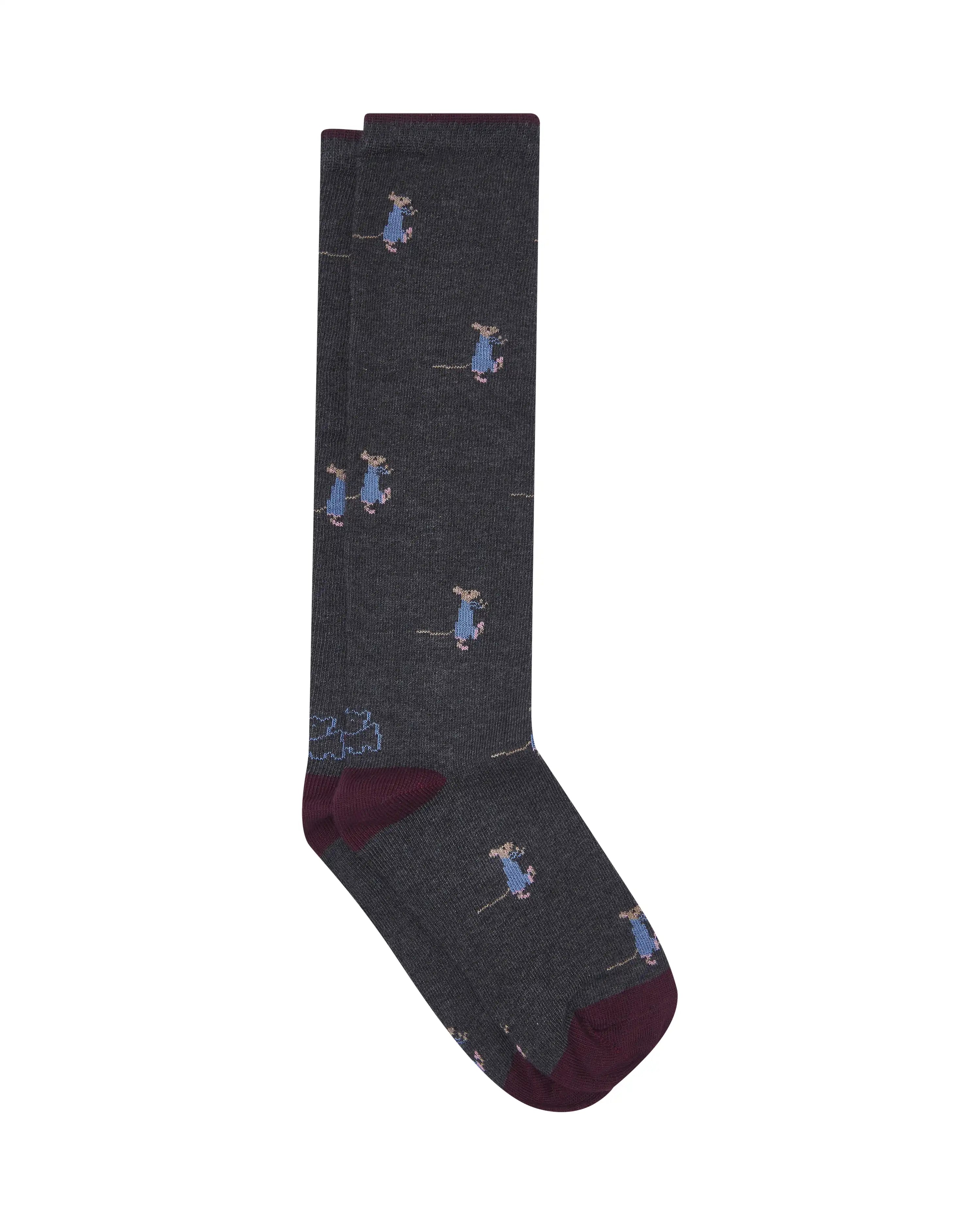 Calcetines caña alta de niño Kiff Kiff gris estampado ratoncito pijama