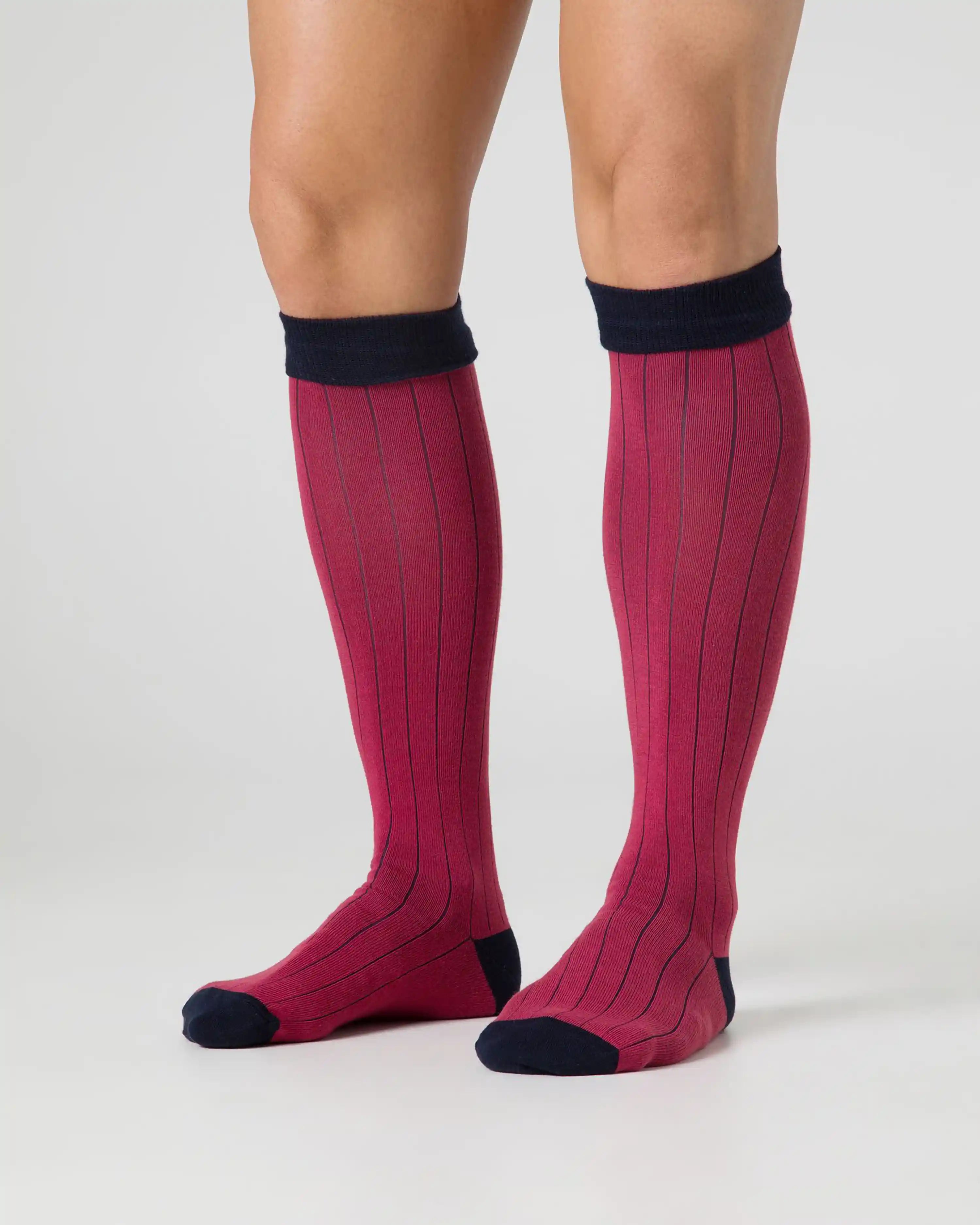 Calcetines caña alta de hombre Kiff Kiff fresa falso canalé