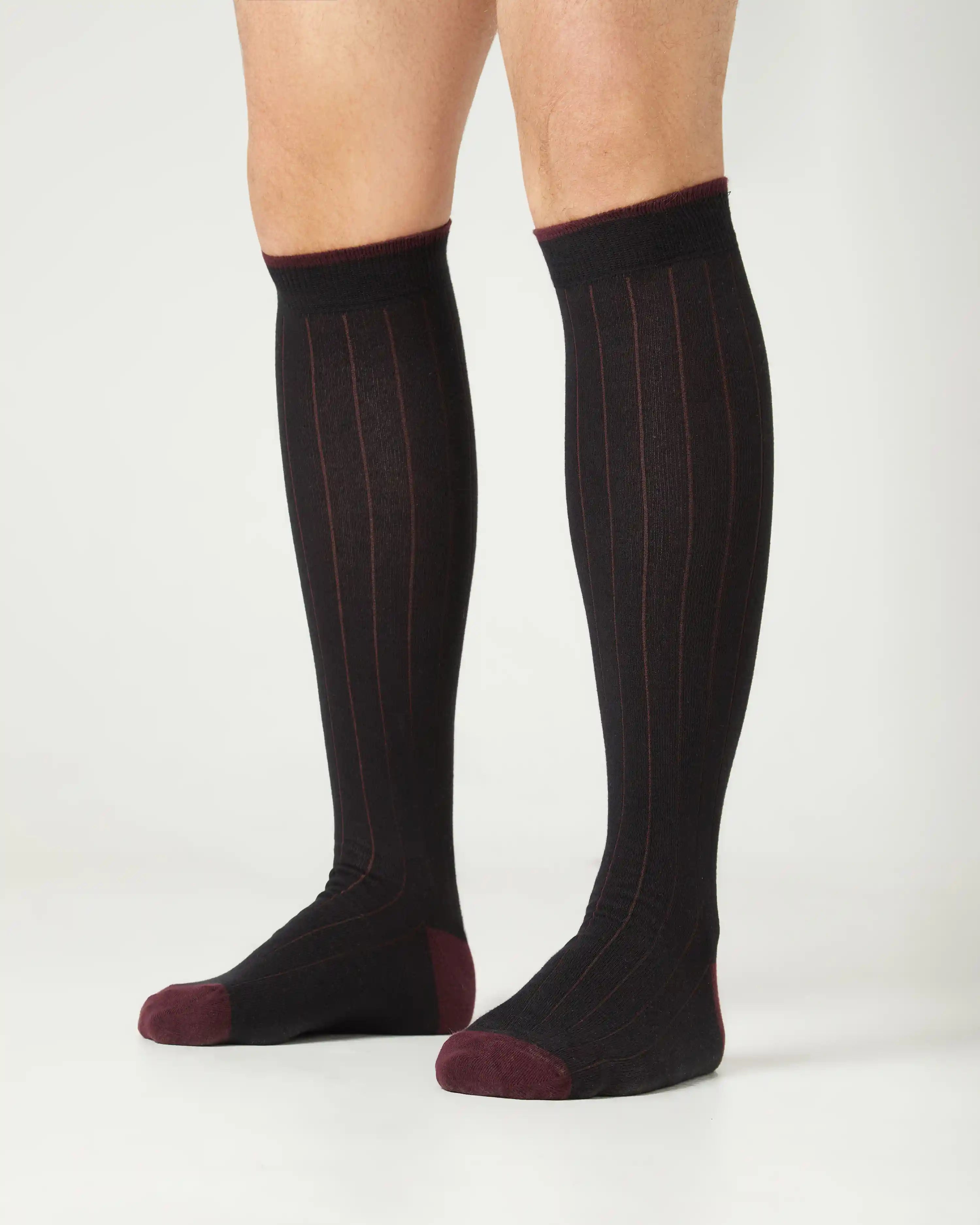 Calcetines caña alta de hombre Kiff Kiff negro falso canalé