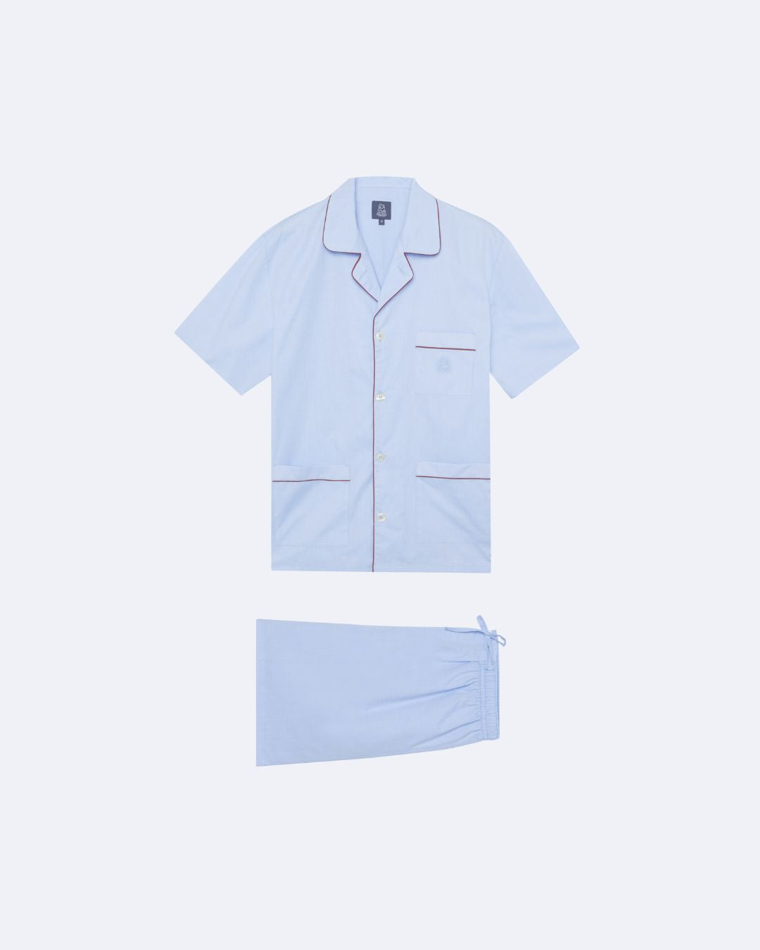 Pijama corto de hombre algodón azul claro