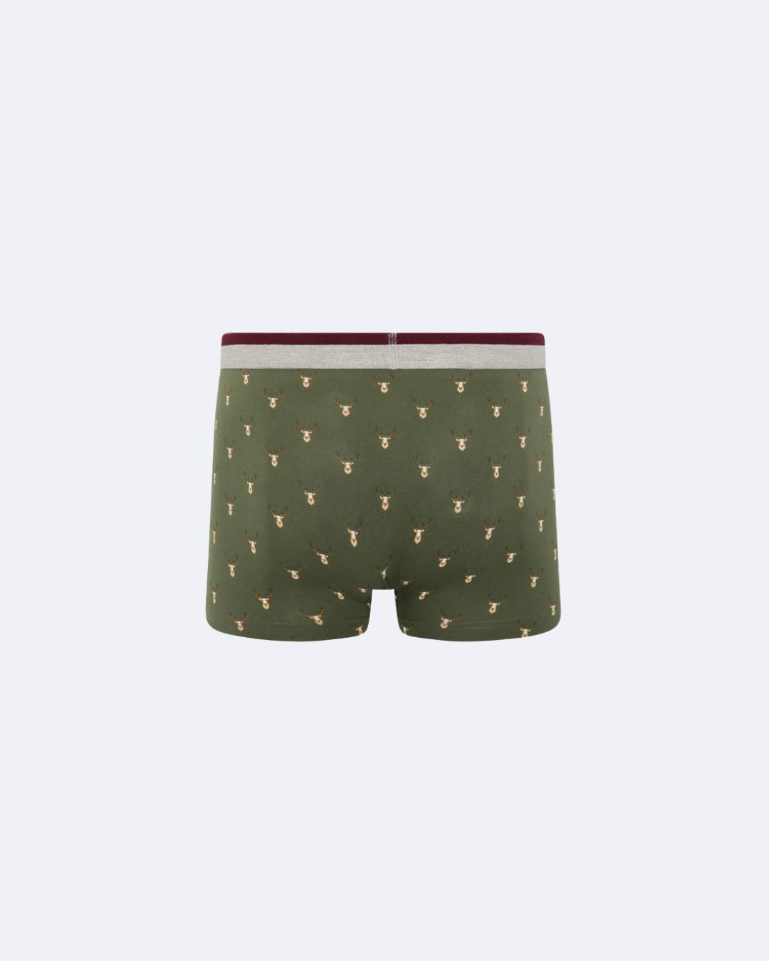 Bóxer de punto de hombre Kiff Kiff verde estampado de cabeza ciervo.
