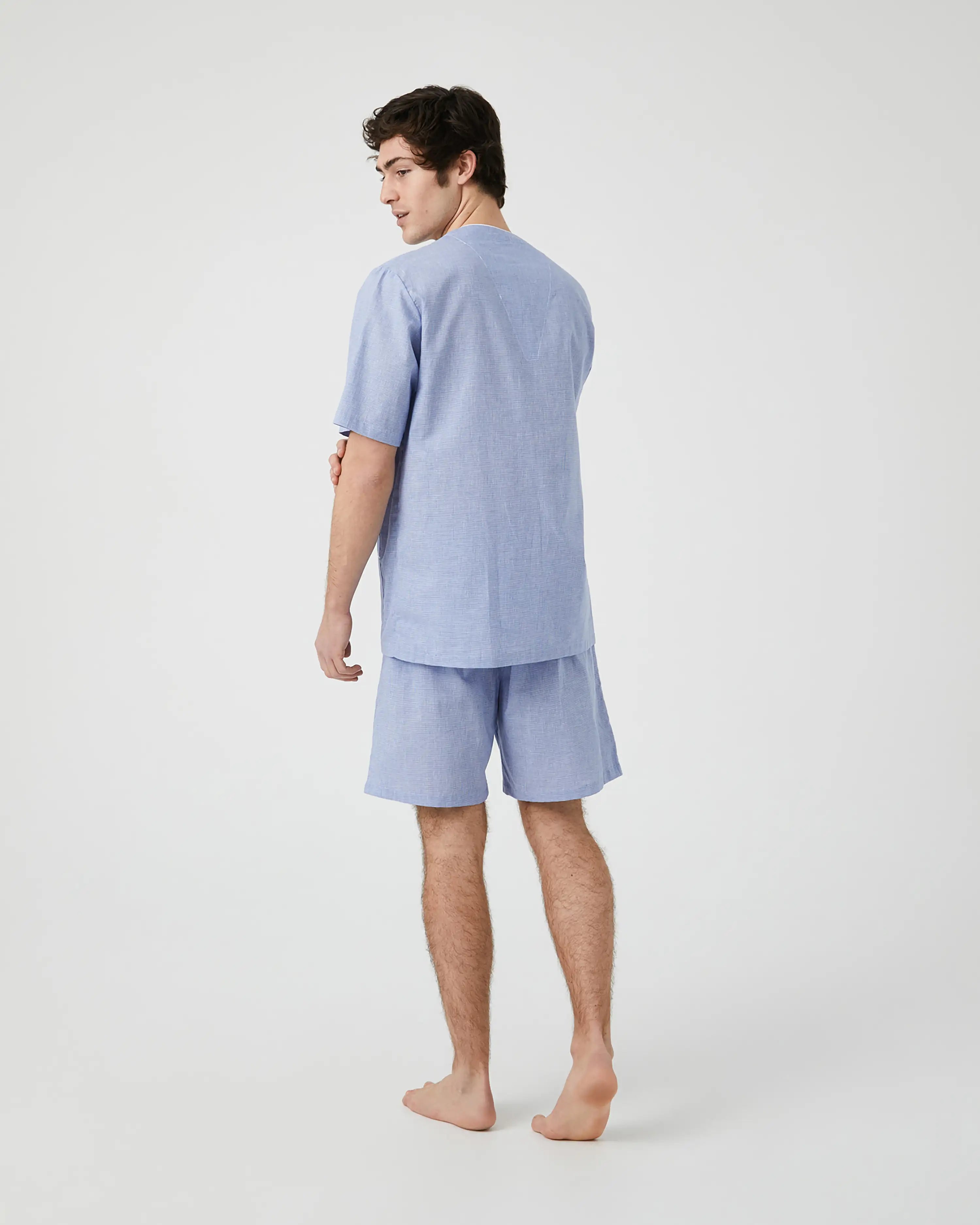 Pijama corto de hombre Kiff Kiff de tela con mini pata de gallo