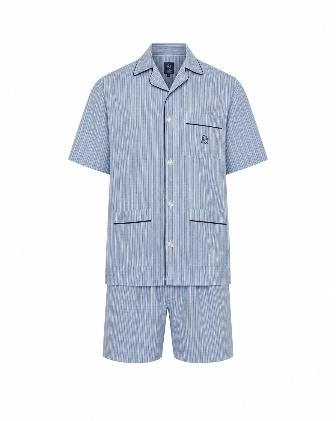Pijama de Hombre Corto Rayas Azul