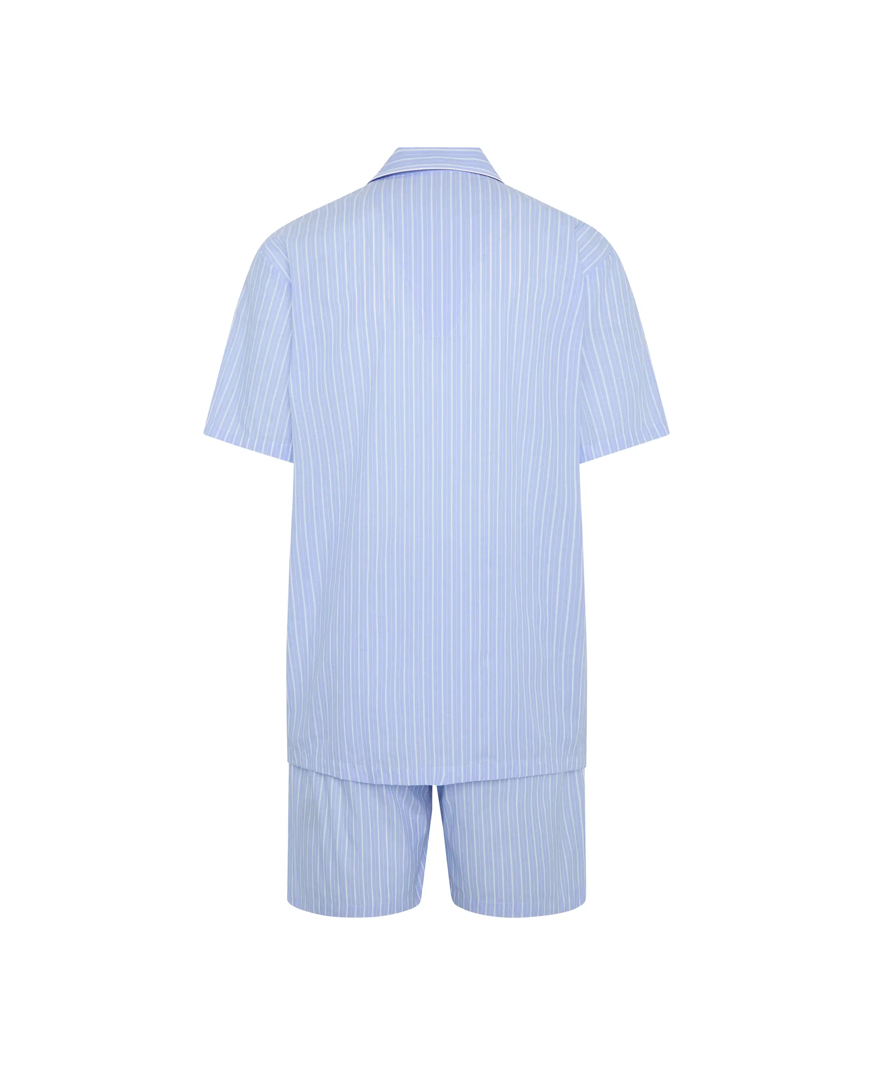 Pijama corto de hombre algodón azul