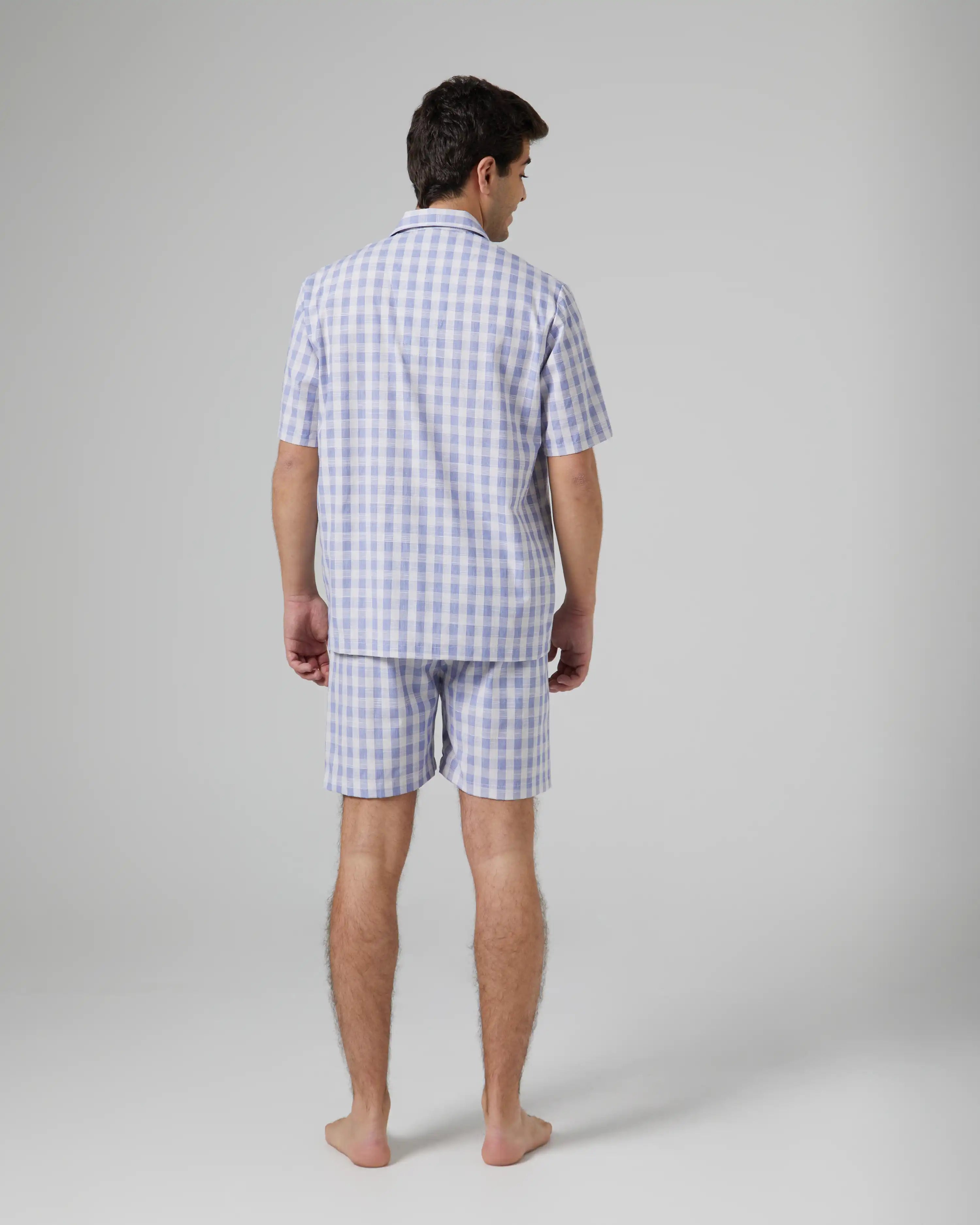 Pijama corto de hombre algodón cuadros