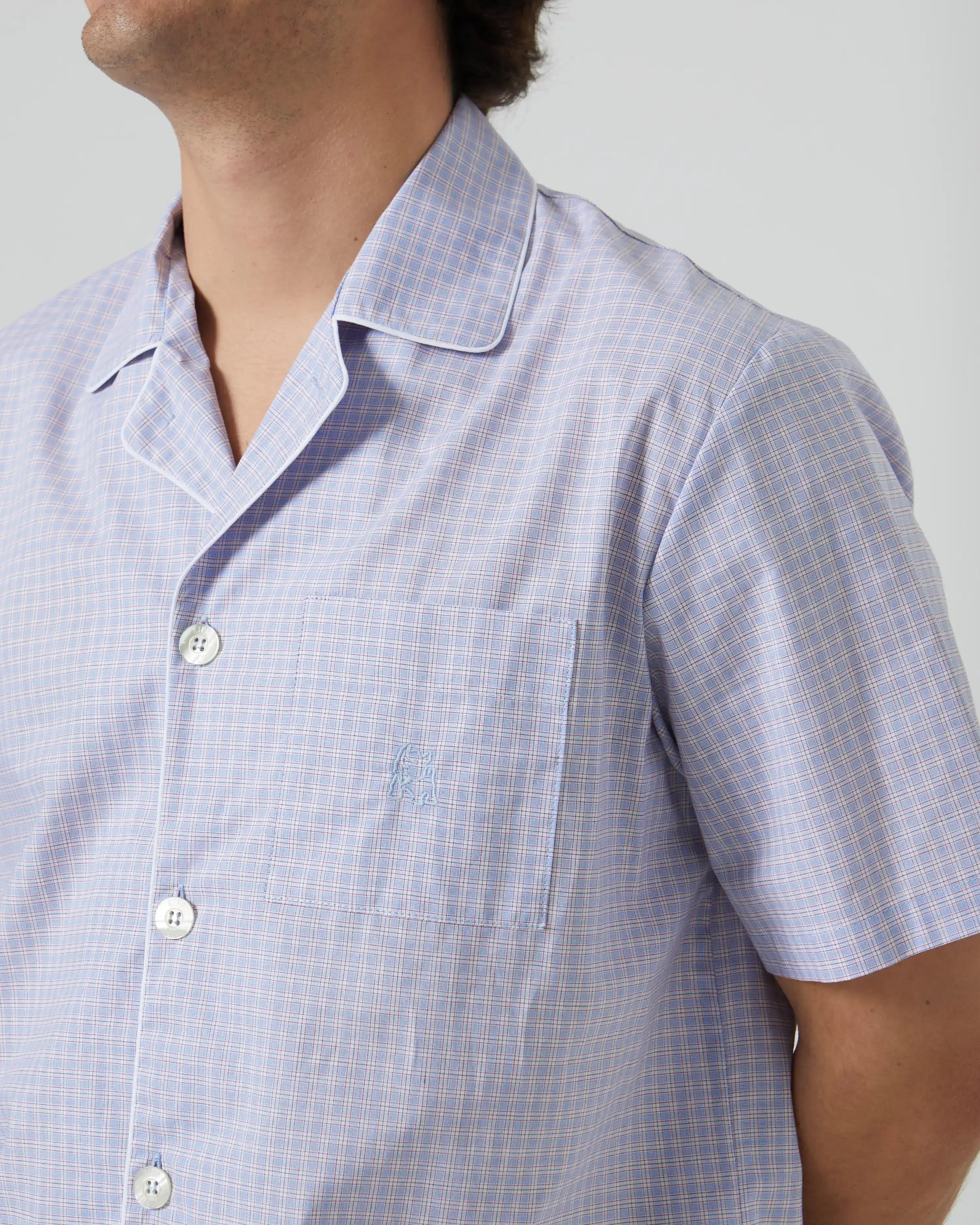 Pijama corto de hombre algodón cuadritos