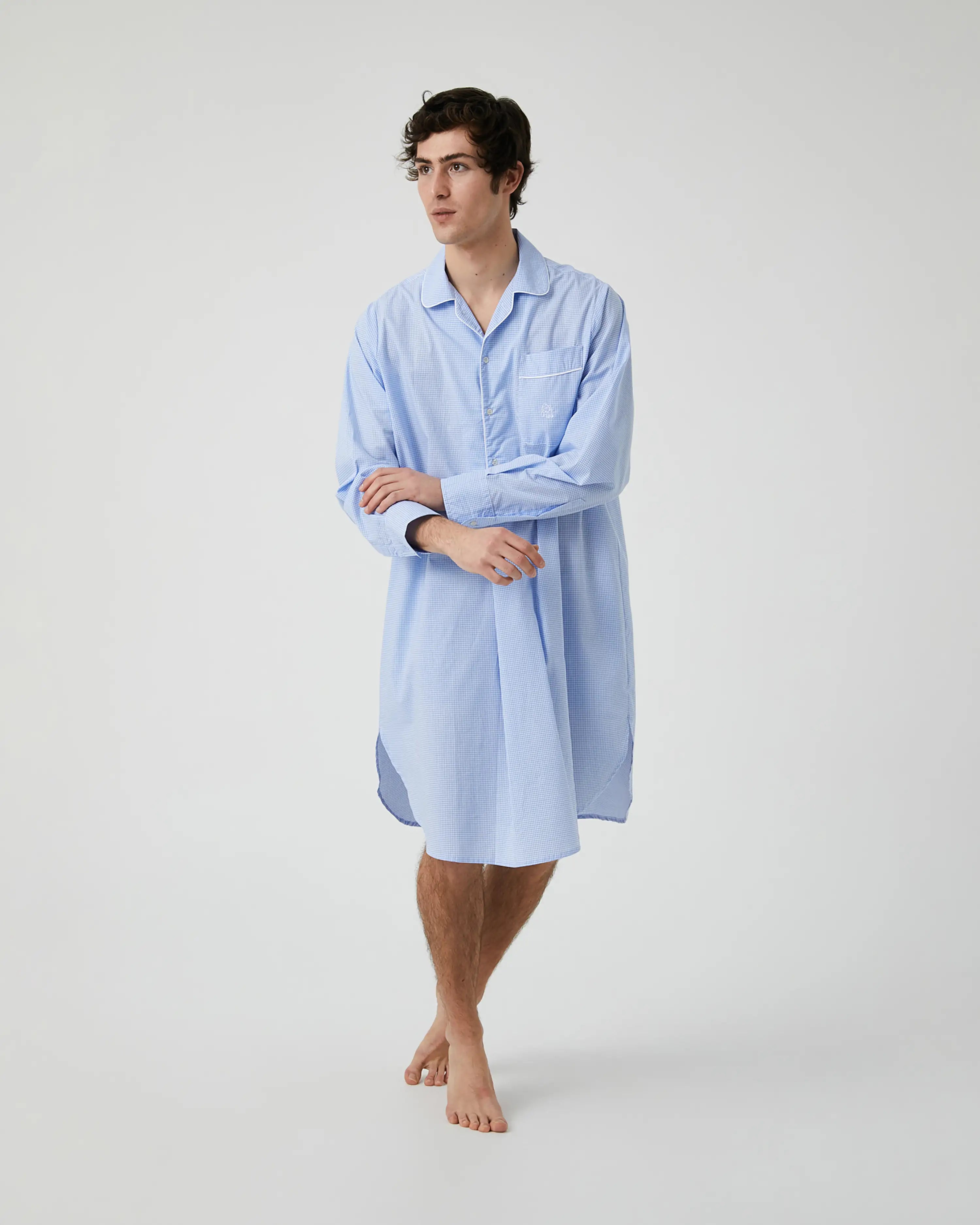 Camisón de Noche para Hombre en Tela de Algodón