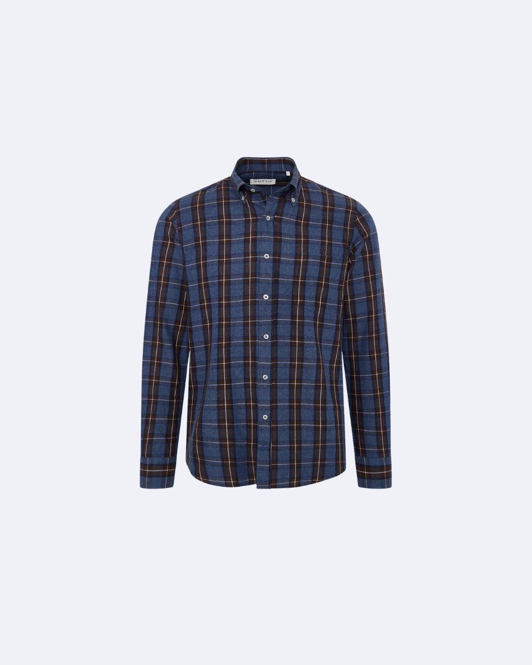 Camisa Sport azul cuadros marrón grana