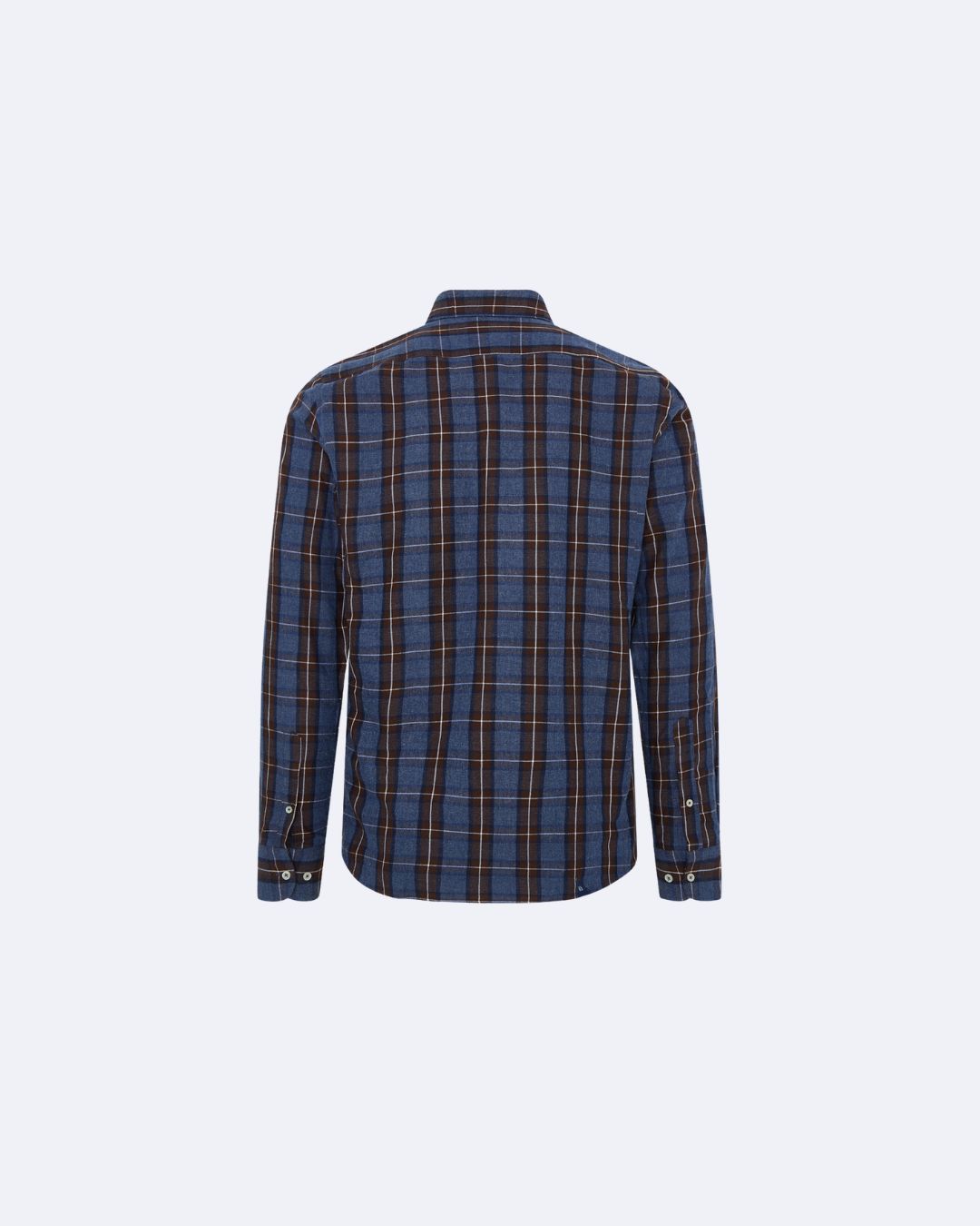 Camisa Sport azul cuadros marrón grana