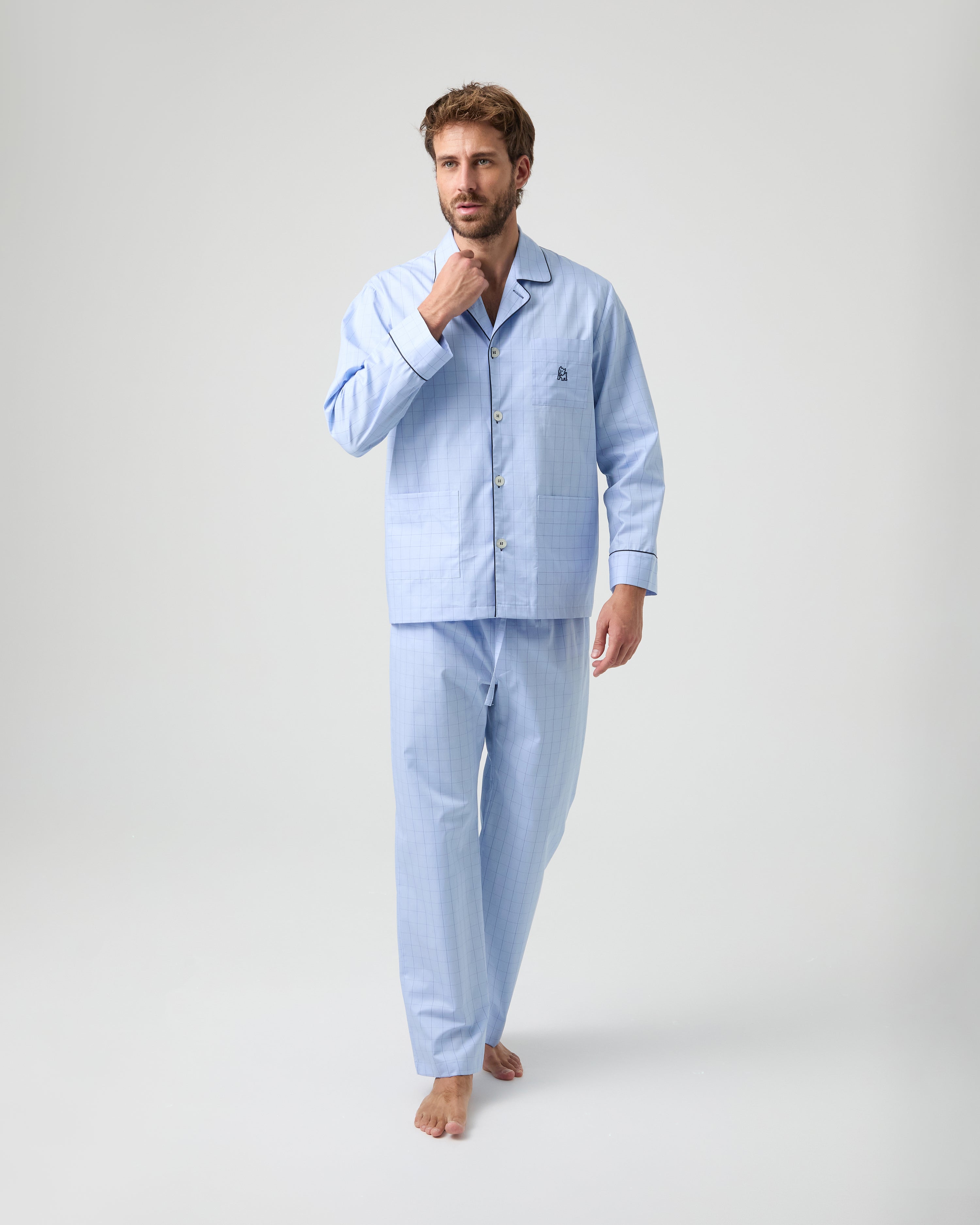 Pijama largo de hombre Kiff Kiff de tela con cuadros