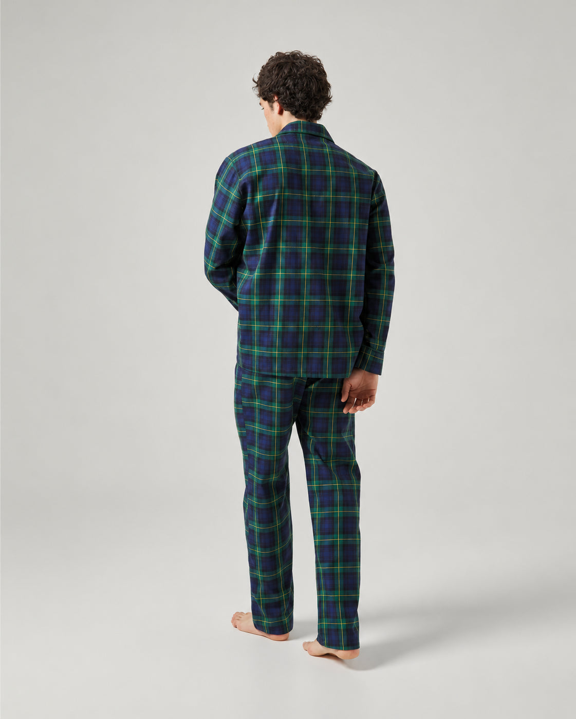 Pijama largo de hombre tejido caliente de cuadros