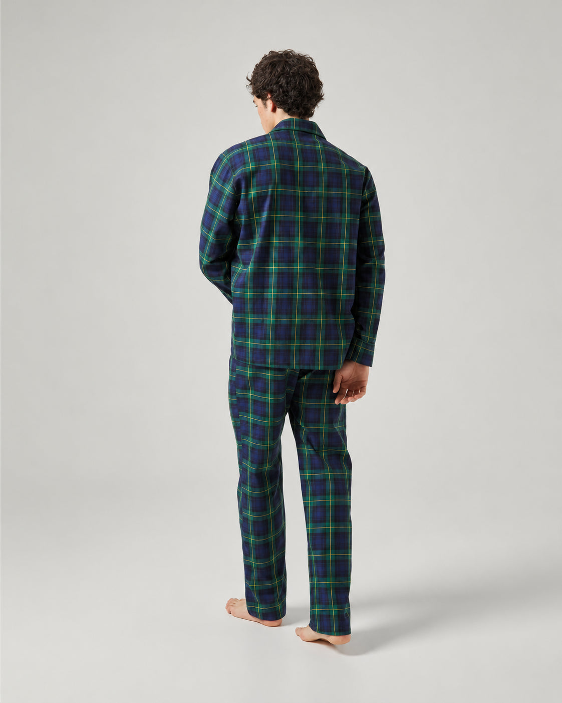 Pijama largo de hombre tejido caliente de cuadros