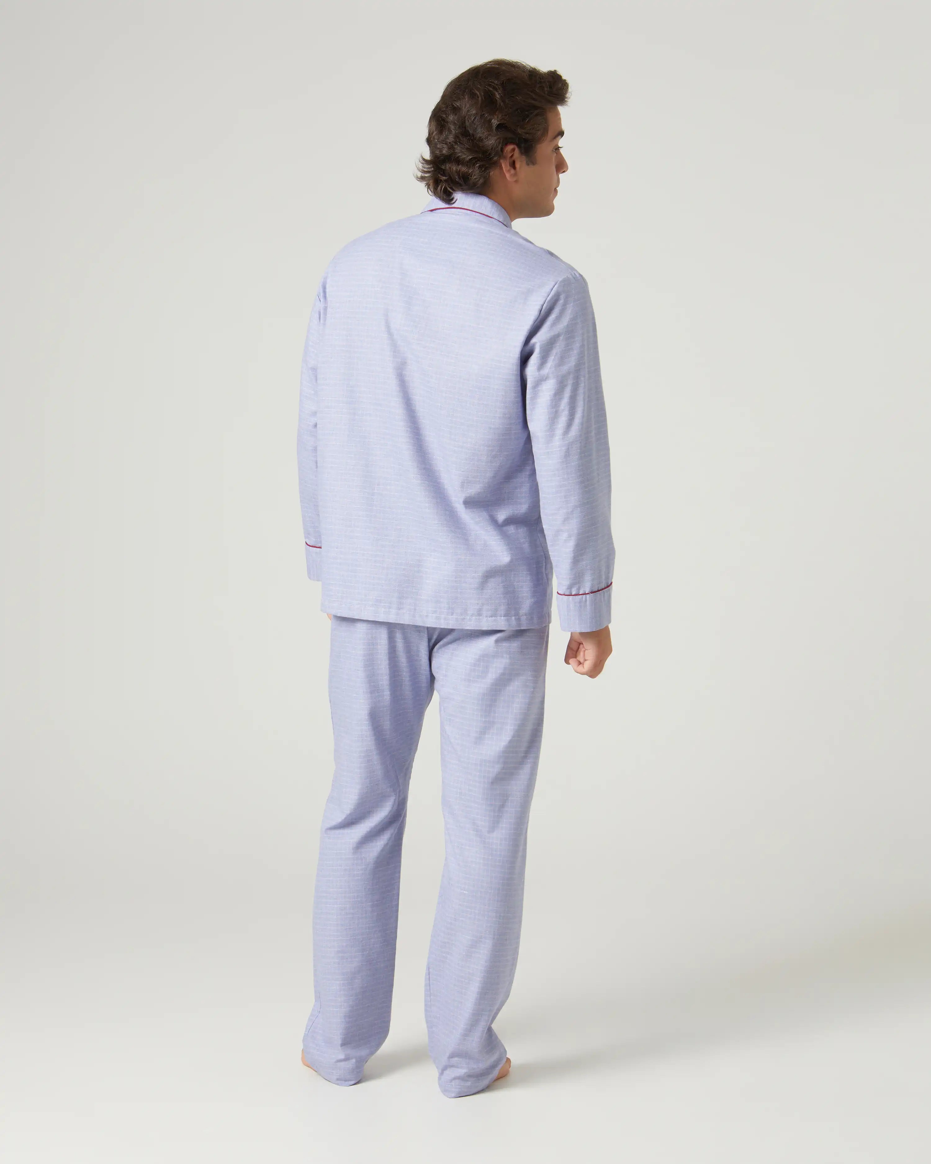 Pijama largo de hombre tejido caliente de cuadros