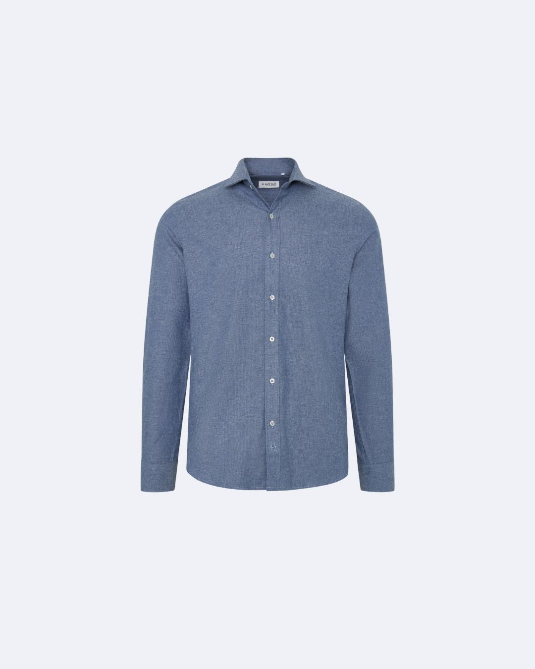 Camisa casual de algodón lisa azul jeans