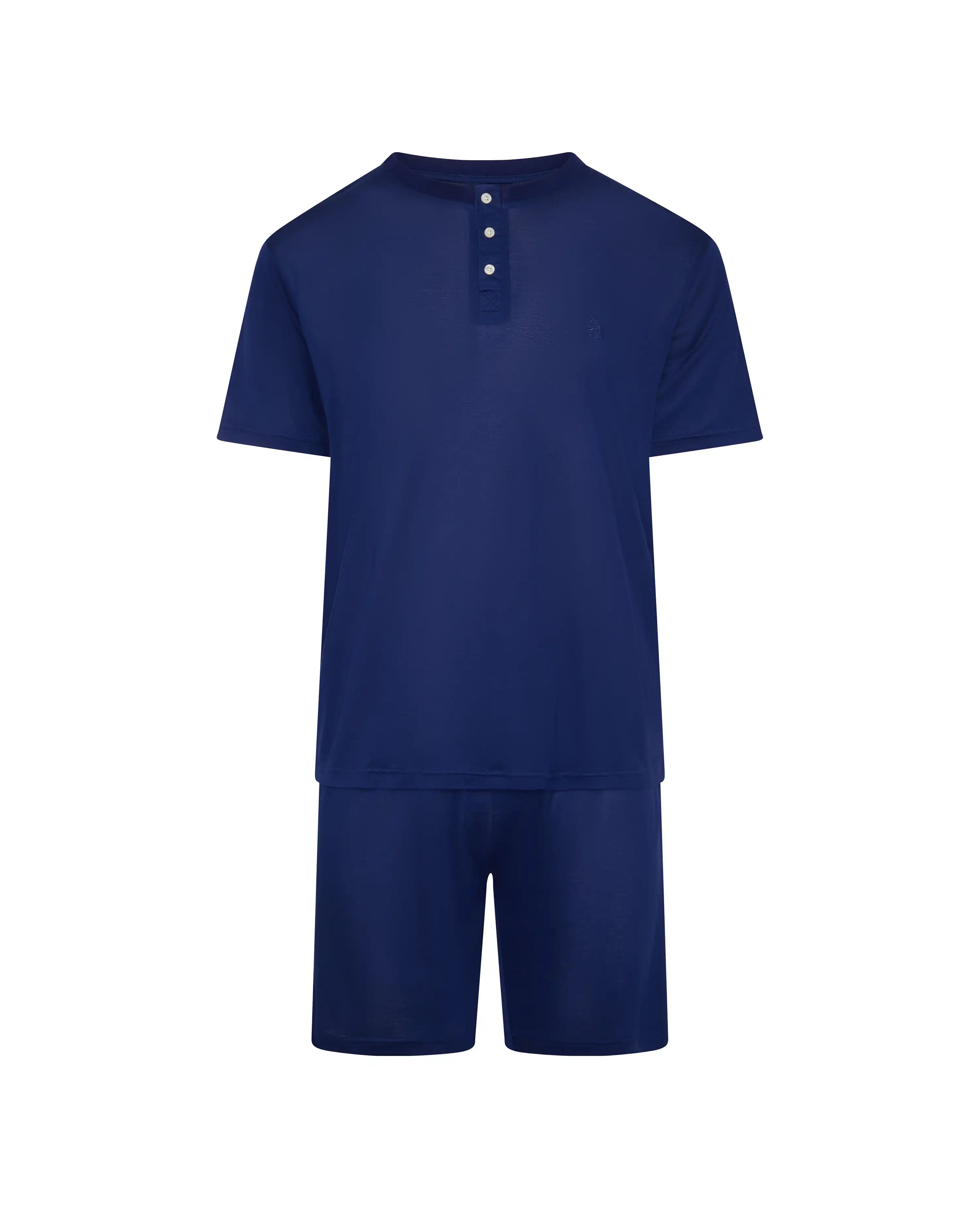 Pijama Corto de Hombre en Tejido de Modal Azul Marino