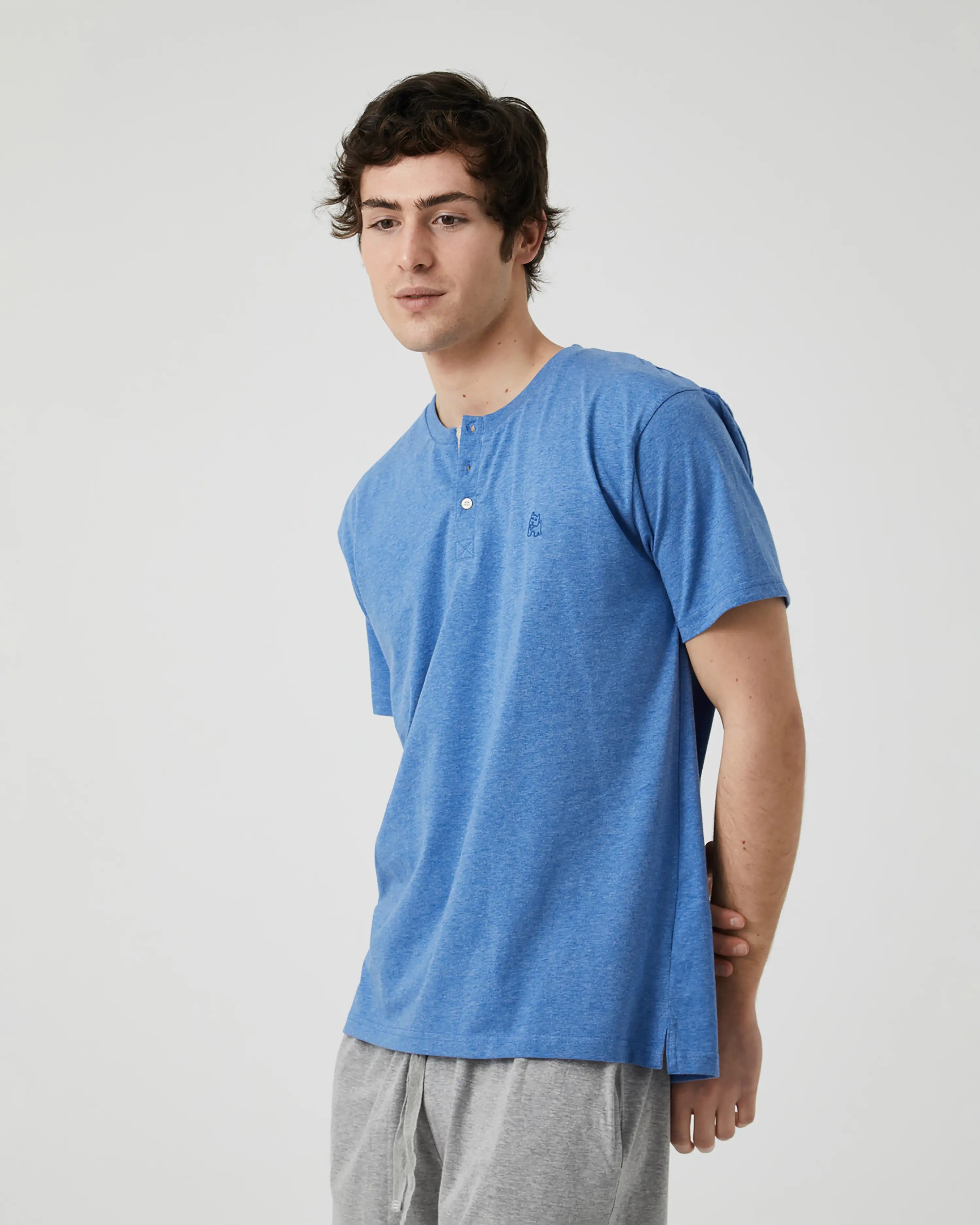 Camiseta pijama de hombre manga corta azul jeans