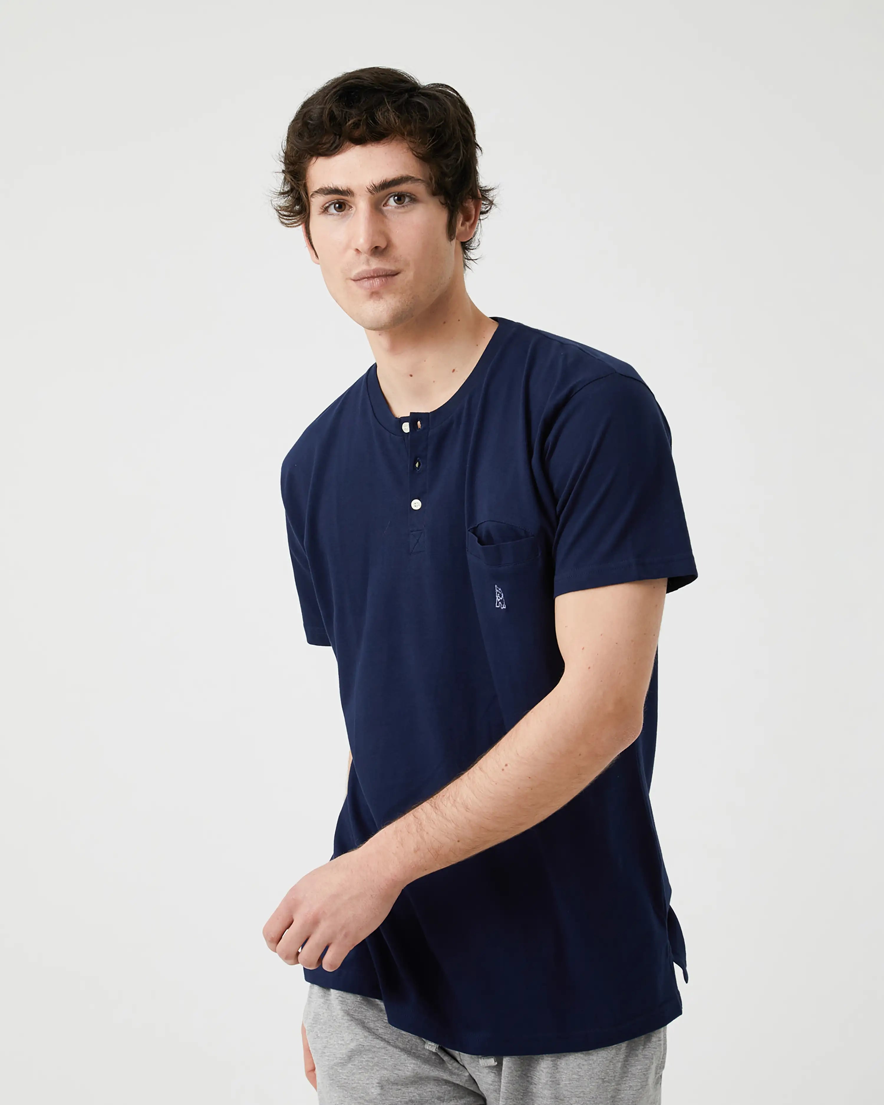 Camiseta pijama de hombre manga corta azul Marino
