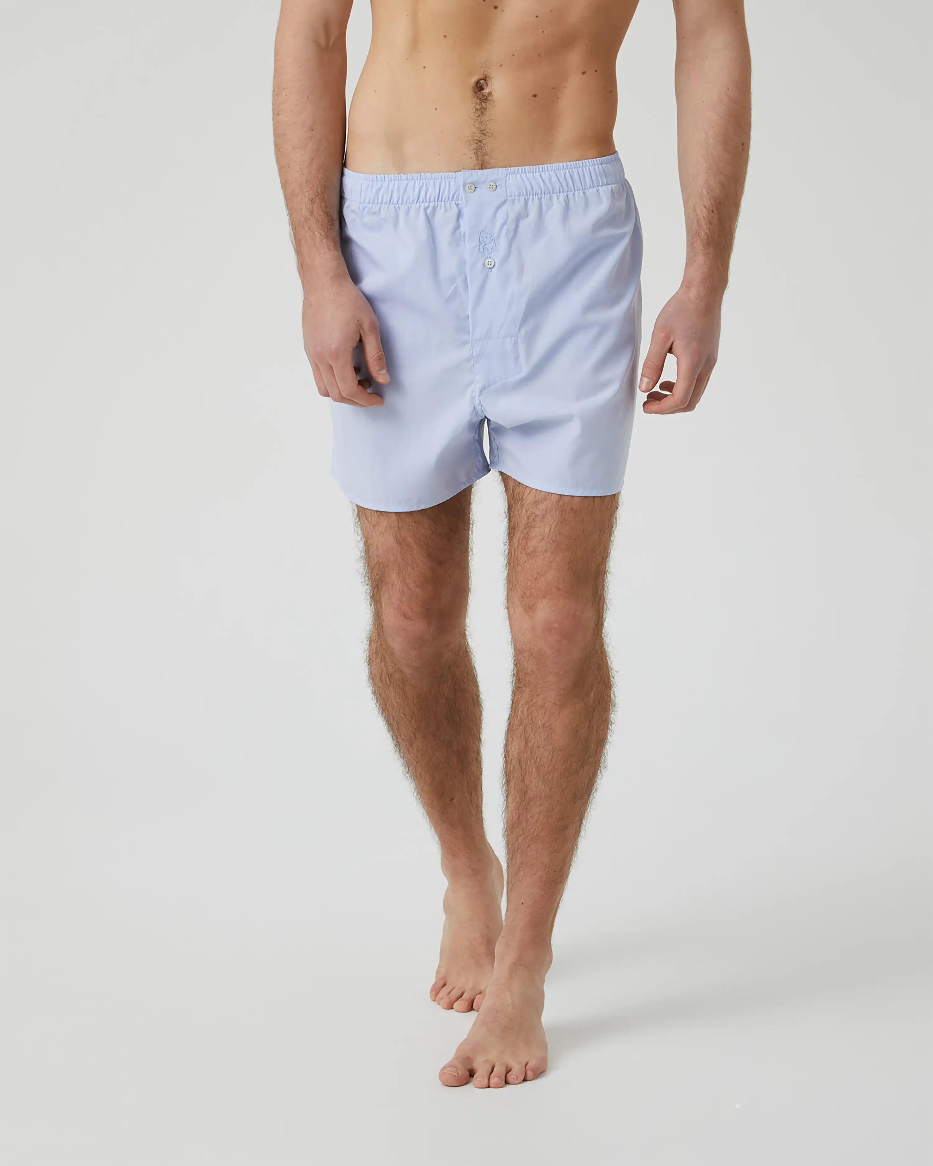 Pack de dos bóxer de tela de hombre Kiff Kiff azul liso/blanco liso