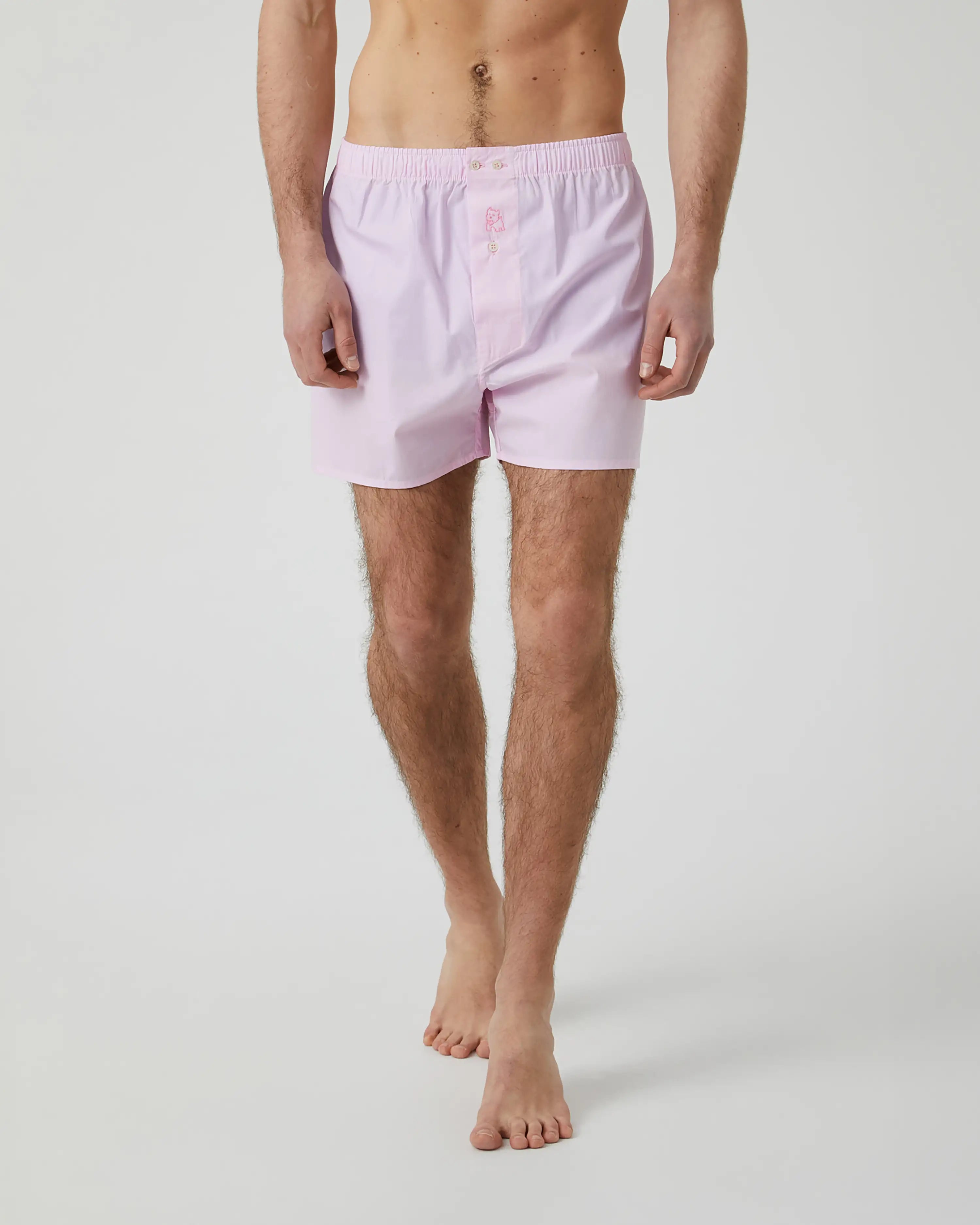 Bóxer de tela liso rosa