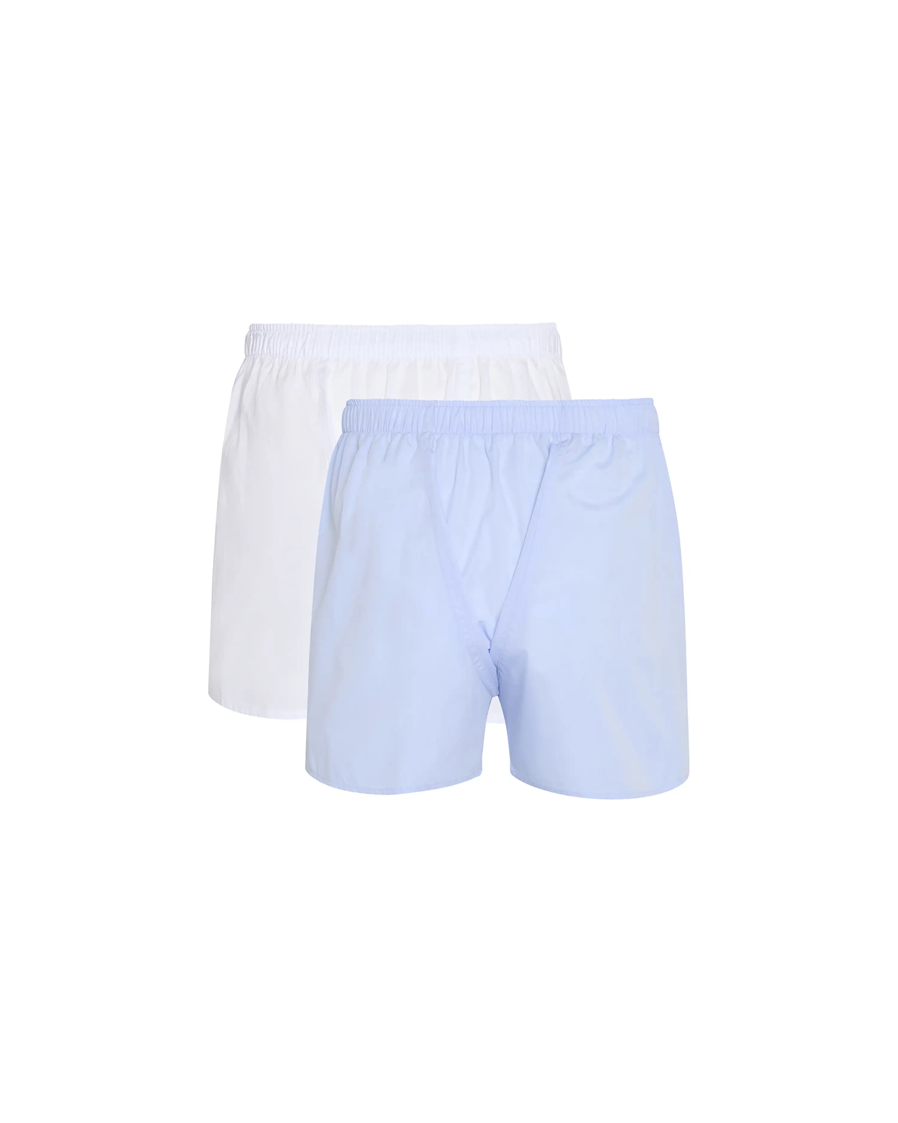 Pack de dos bóxer de tela de hombre Kiff Kiff azul liso/blanco liso