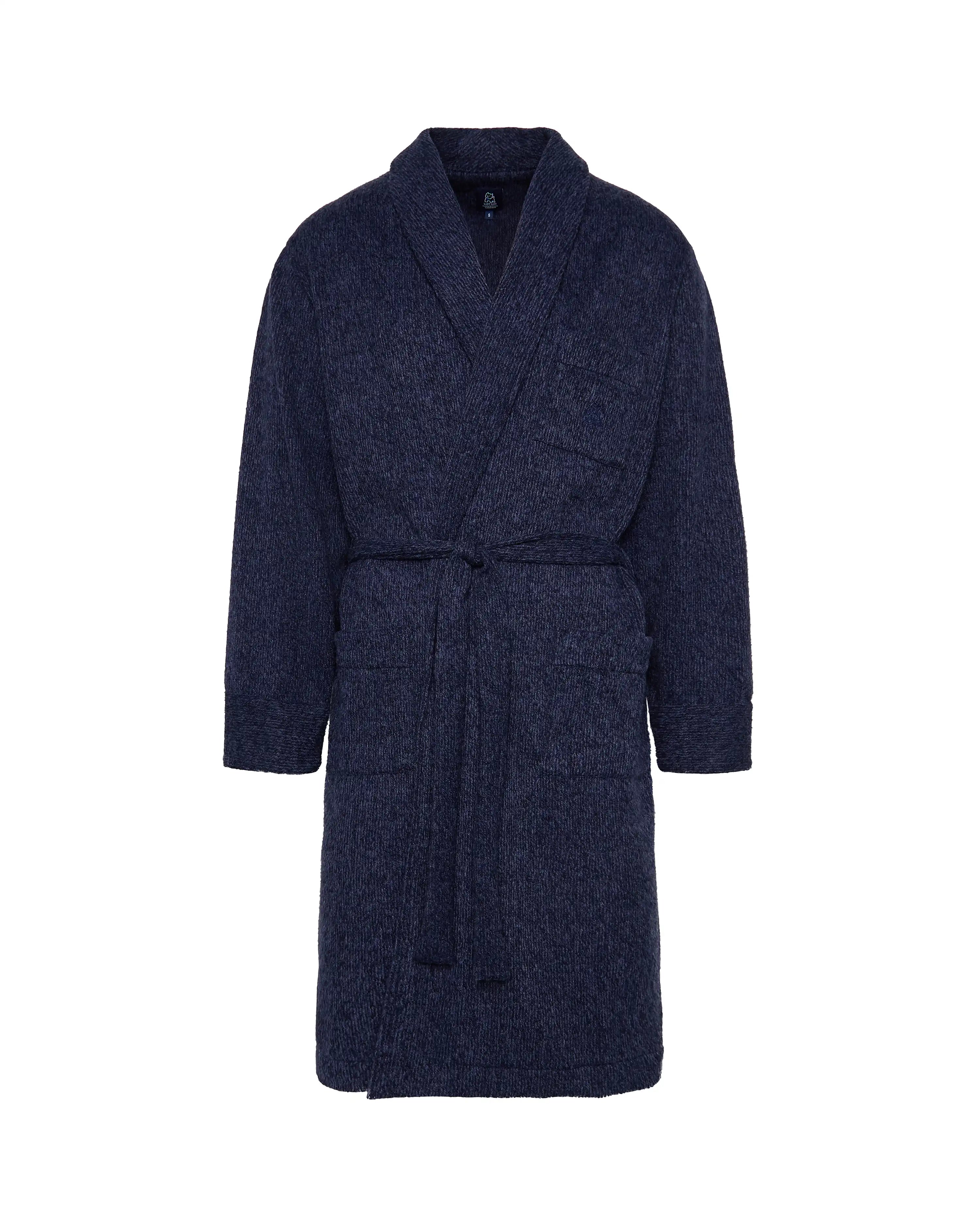 Bata de Algodón con Tejido de punto azul marino