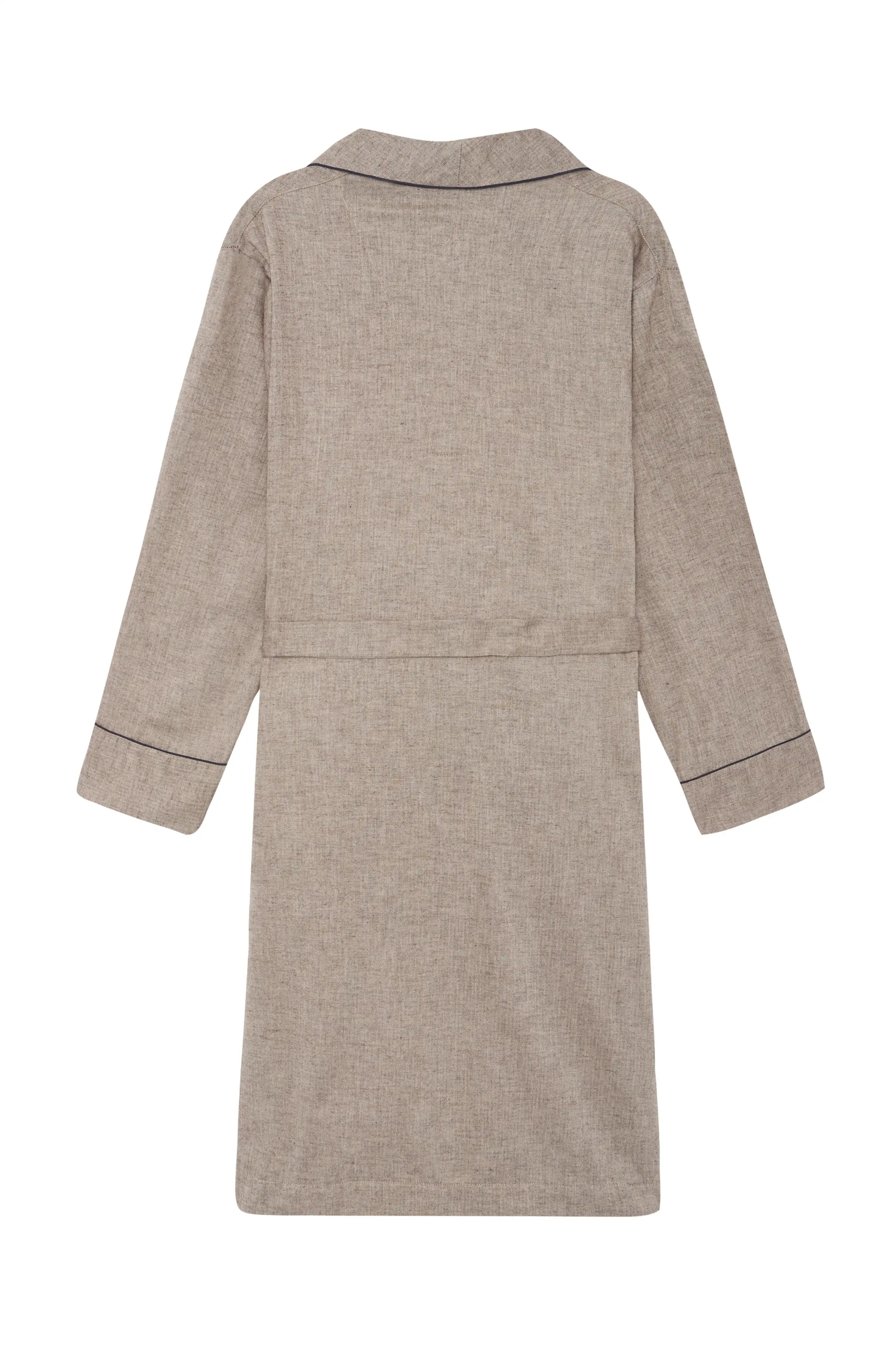 Bata de Algodón con Tejido de Espiga beige