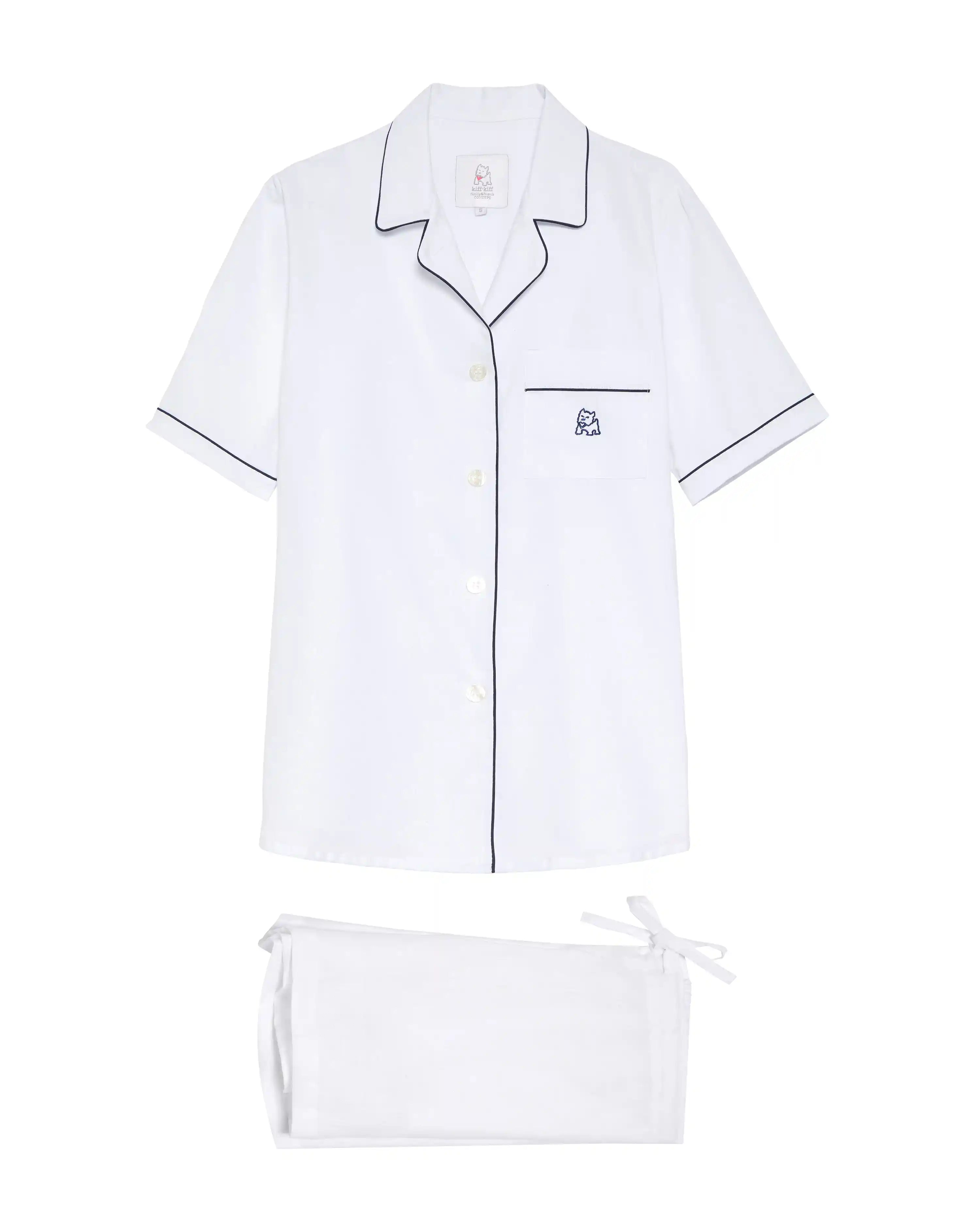 Pijama de mujer corto de lino blanco