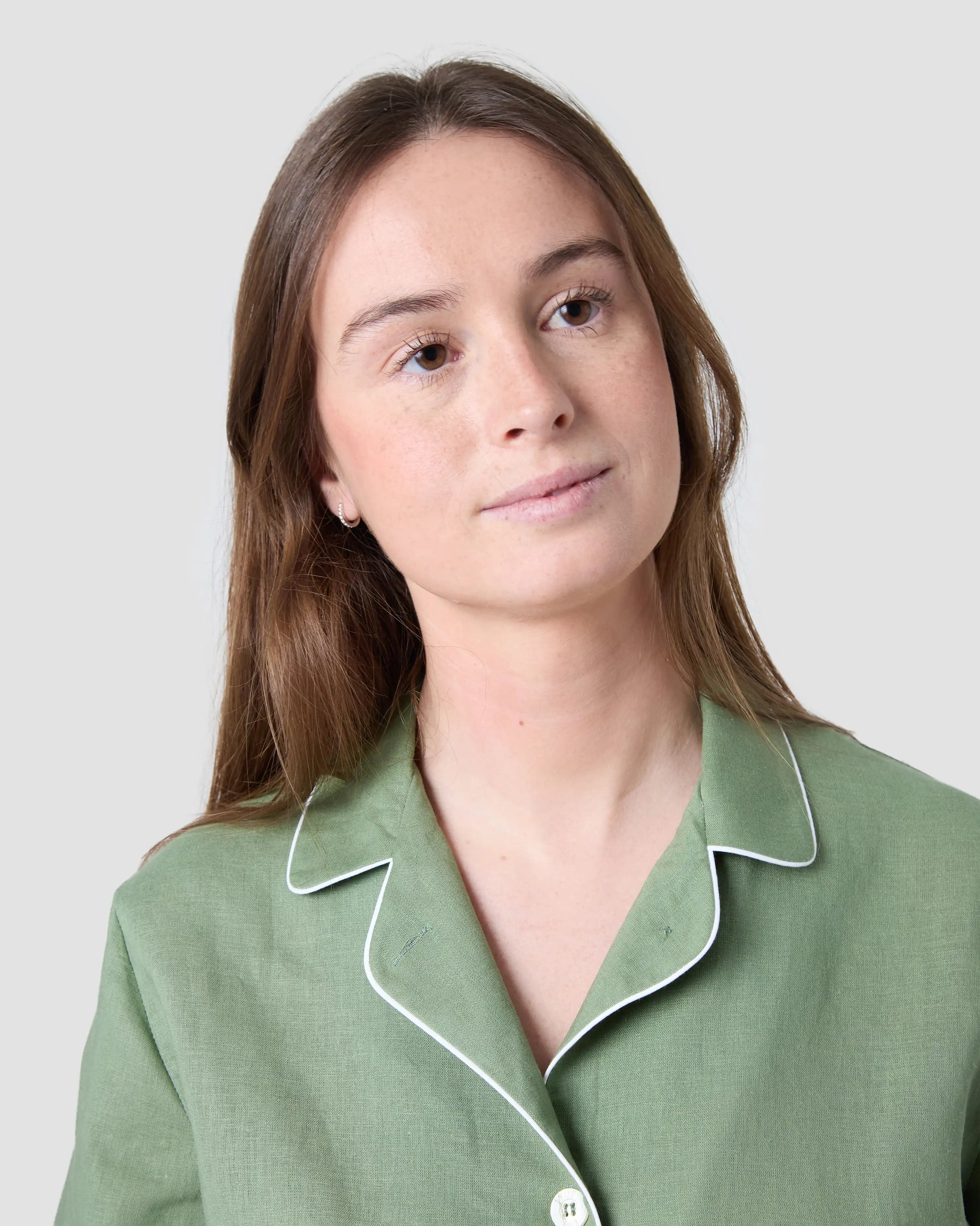 Pijama de mujer corto lino algodón verde