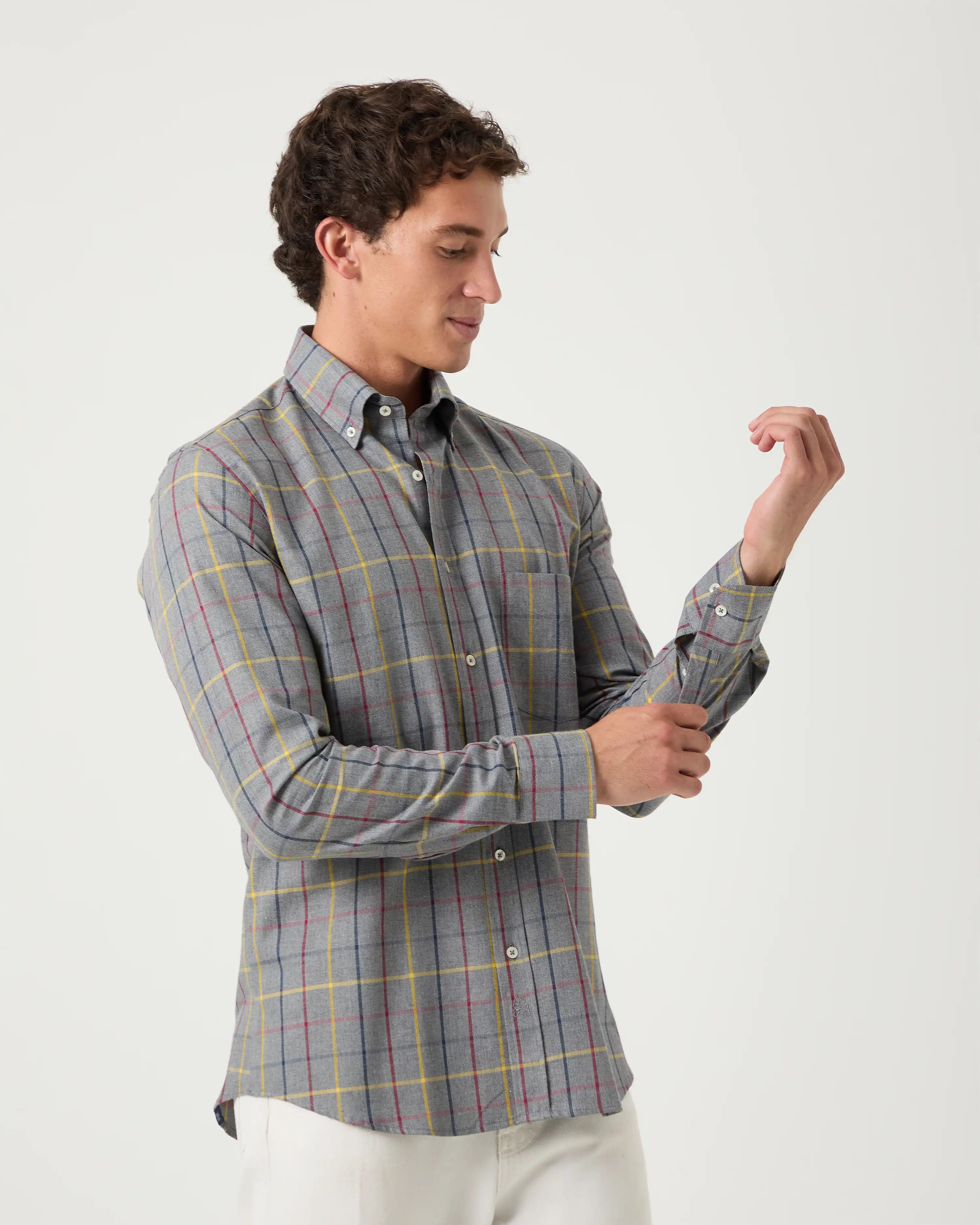Camisa Sport Gris cuadros Multicolor