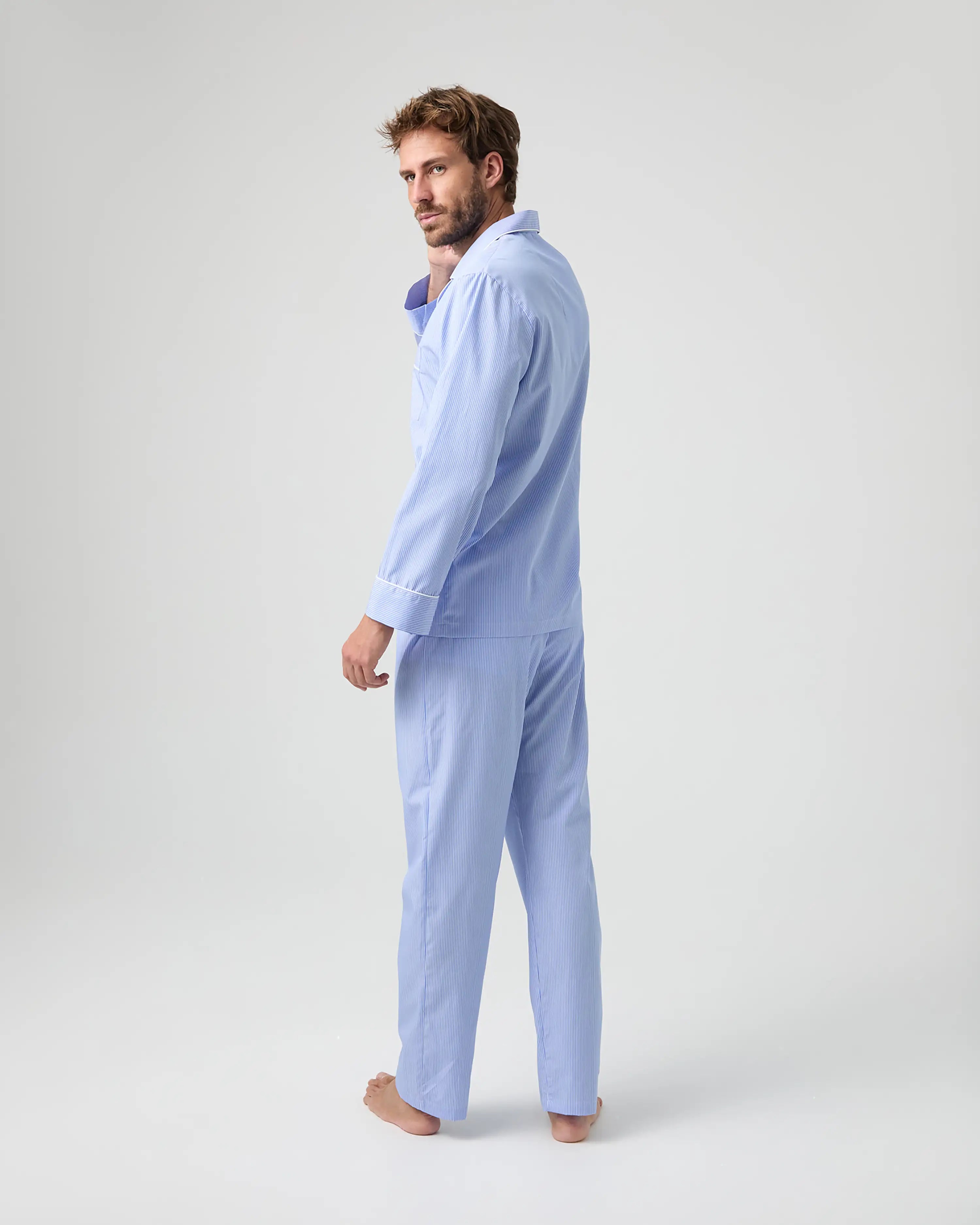 Pijama largo de hombre Kiff Kiff de tela con multirayas