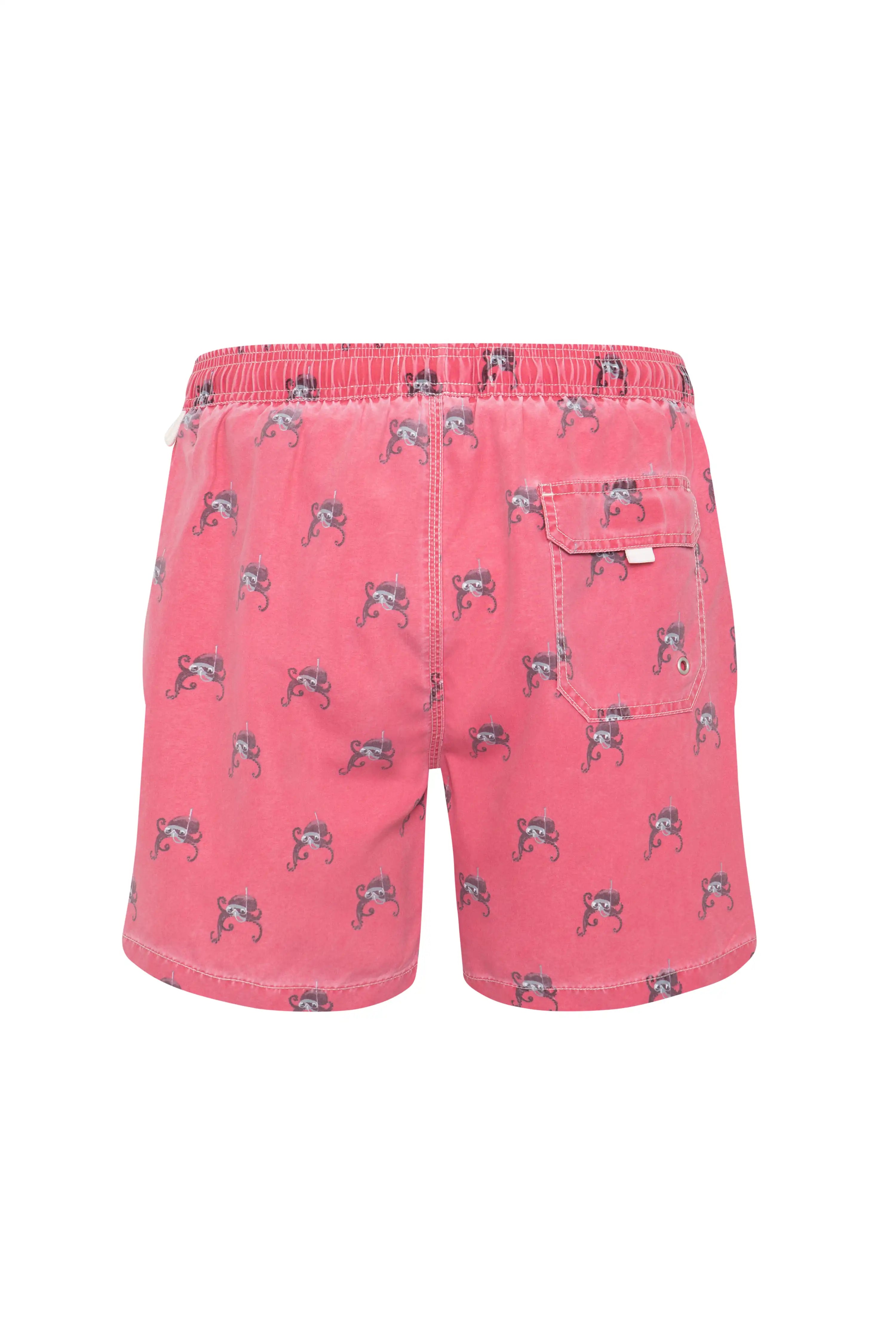 Bañador bermuda estampado Pulpo buceador rosa lavado