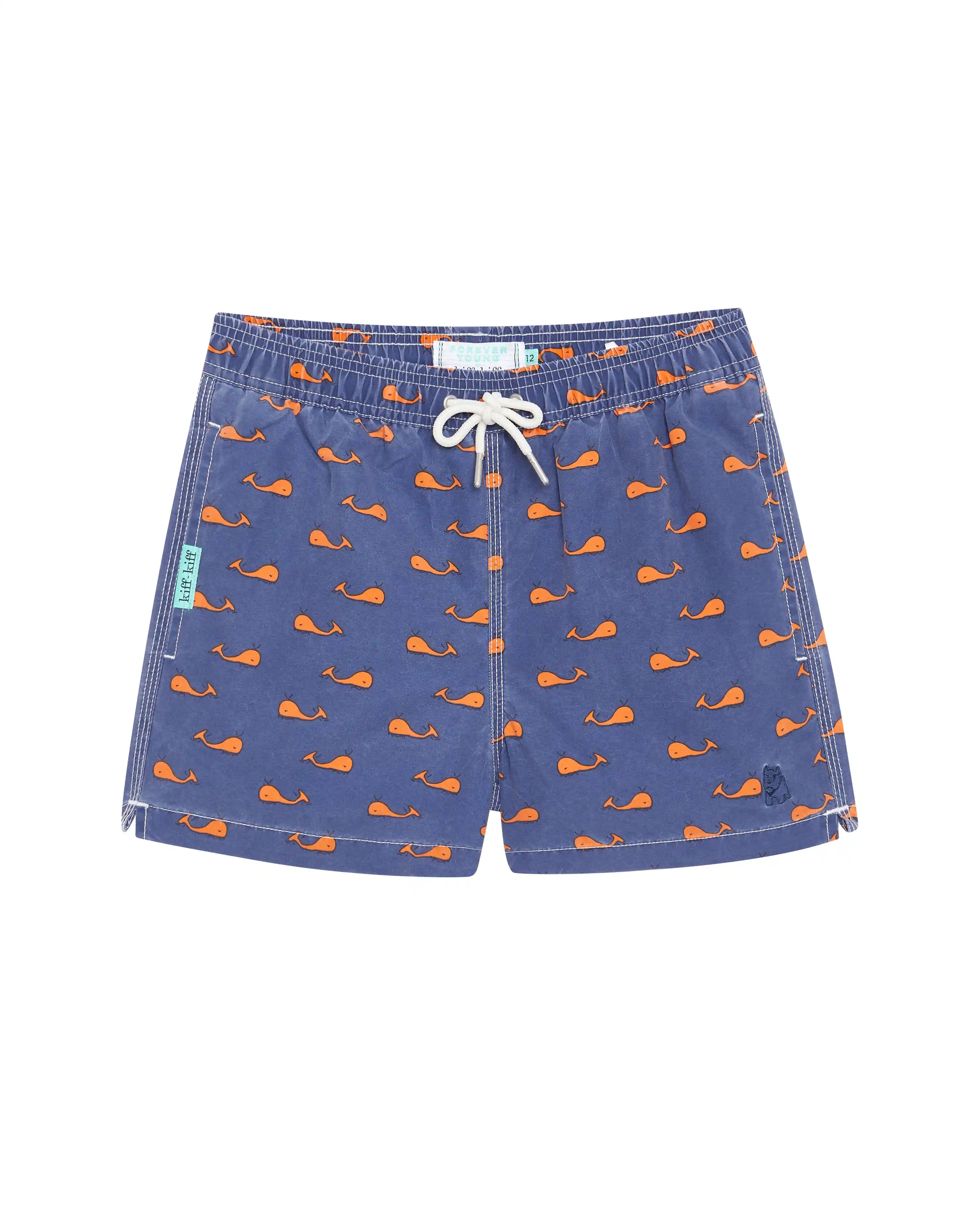 Bañador bermuda niño Kiff Kiff azul lavado estampado Ballenas