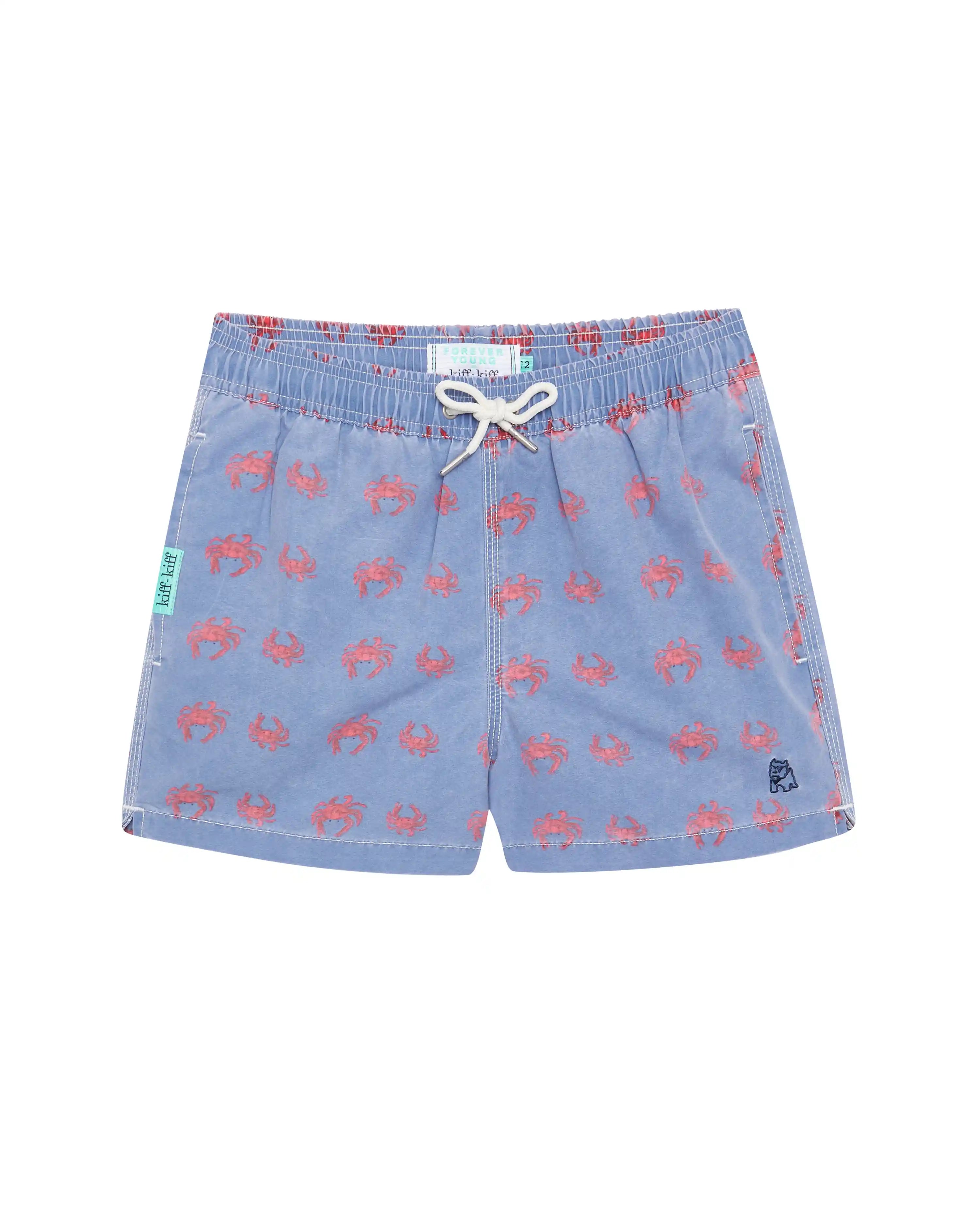 Bañador bermuda niño Kiff Kiff azul lavado estampado Cangrejo